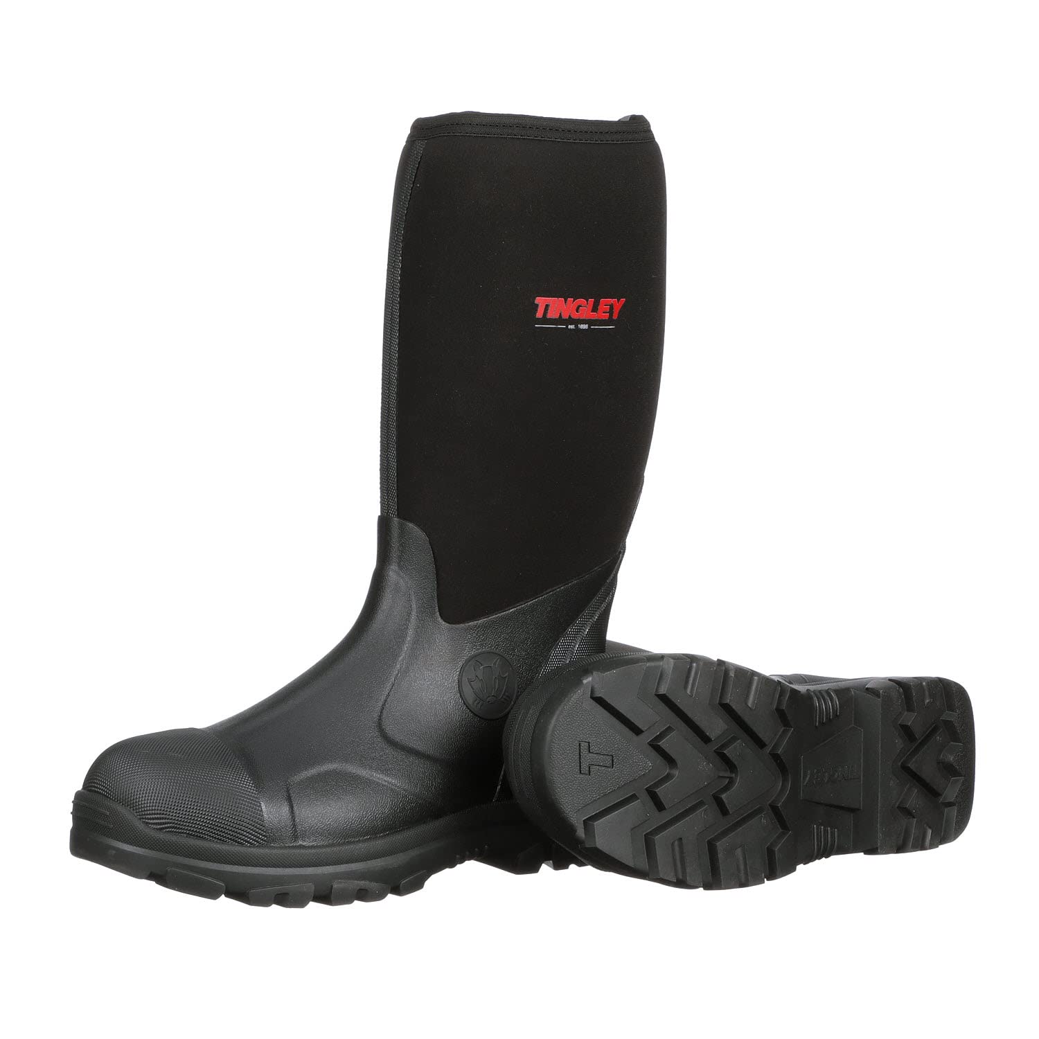 TINGLEY Men's Knee High Rubber Boots - Black, Size 11 Women/9 Men - Waterproof Work Boots for Farming, Fishing & Outdoor Activities