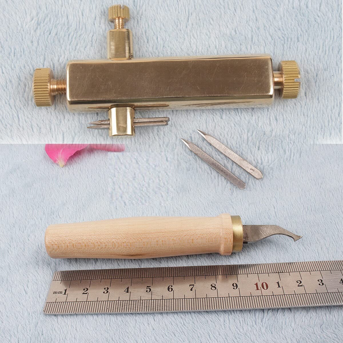 2-Piece Violin Making Tools Set - Brass Purfling Knife & Wood Slotting Knife for Luthiers | Perfect for Violin Repair & Crafting