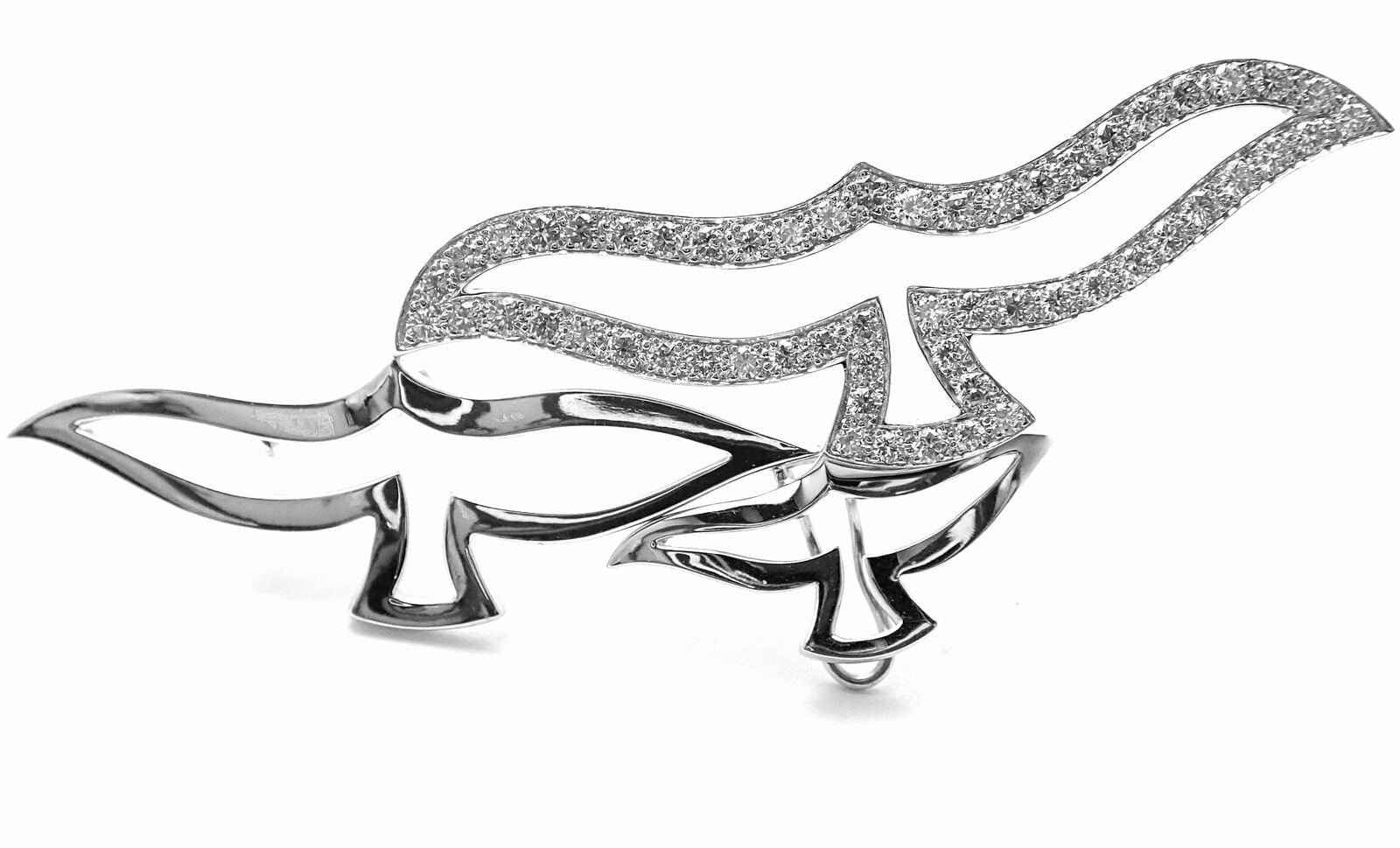 Authentic Cartier 18k White Gold Diamond Bird Pendant Pin Brooch - Luxury Jewelry Gift for Women, Perfect for Weddings & Special Occasions