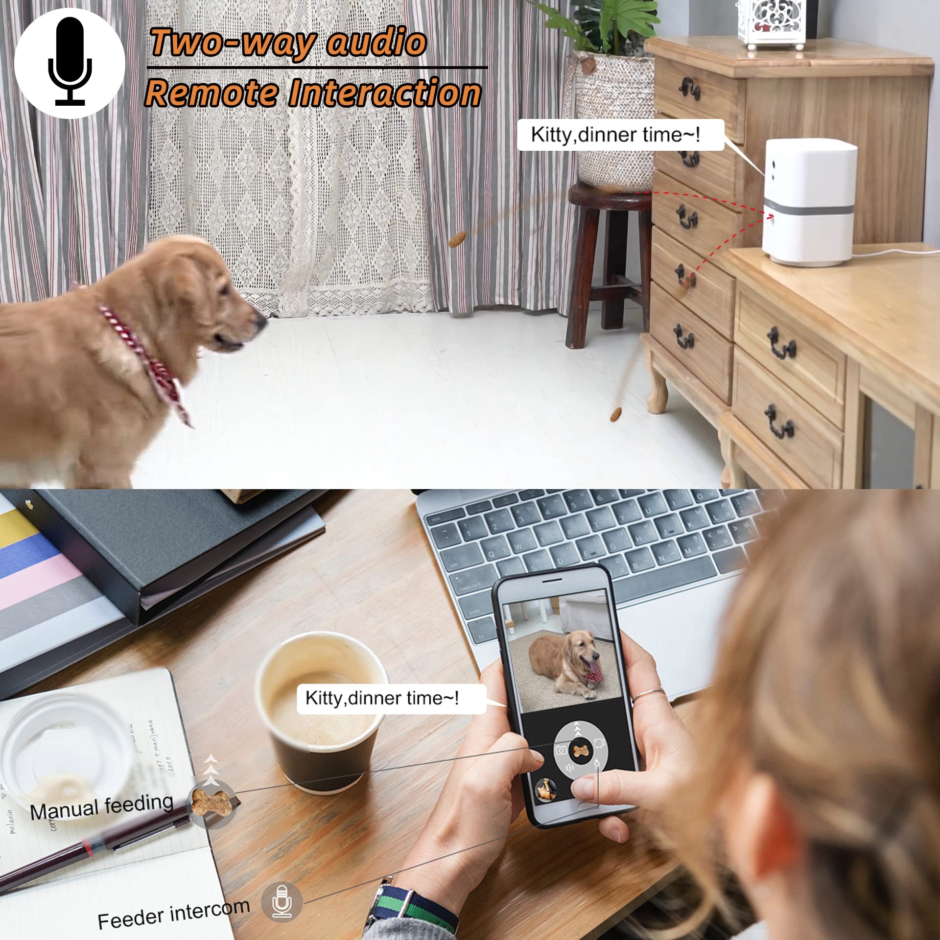 SKYMEE Petalk AI II Smart Pet Camera with Automatic Treat Dispenser - 5G WiFi, Full HD 180° Pan View, Night Vision, 2-Way Audio for Dogs & Cats, Alexa Compatible - Perfect for Remote Pet Monitoring & Training