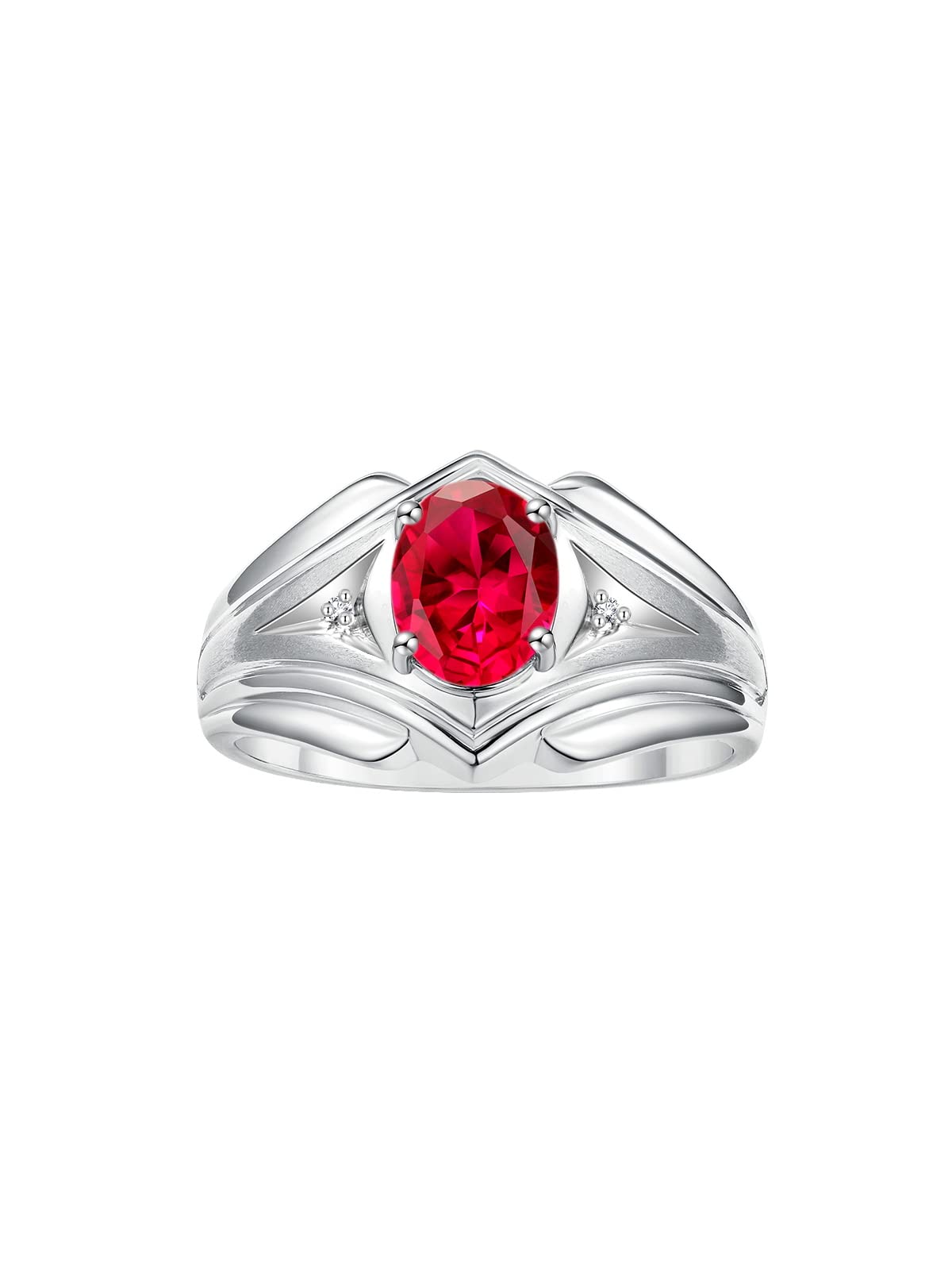 Rylos Men's Sterling Silver Rings - Classic Designer 9X7MM Oval Gemstone & Diamond Ring with Birthstone Options (Sizes 8-13) | Perfect for Weddings, Anniversaries & Special Occasions