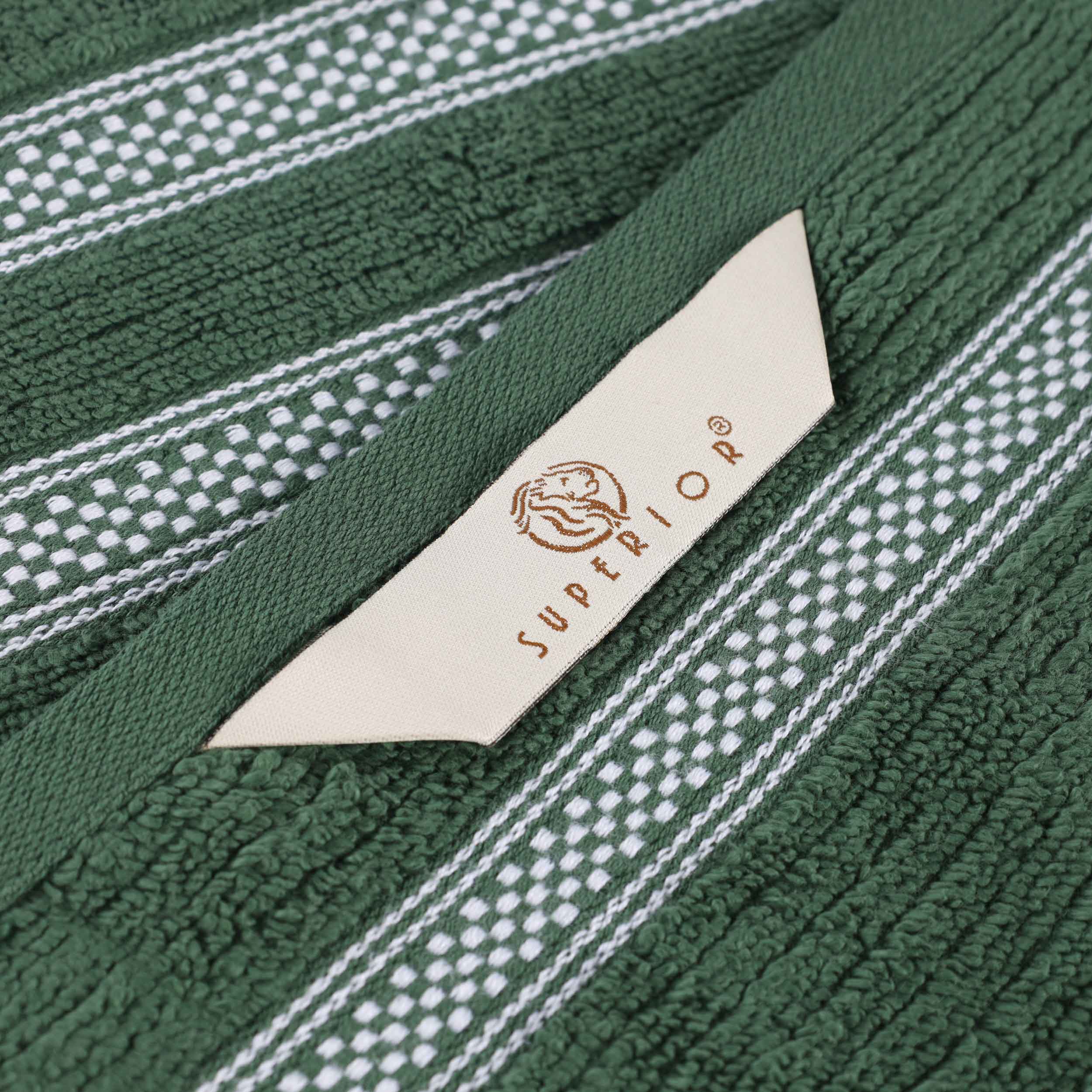 Premium 6-Piece Zero Twist Cotton Towel Set - Ultra Soft, Absorbent & Quick-Drying Bath Towels with Geometric Border Design for Spa, Bathroom & Luxury Home Decor