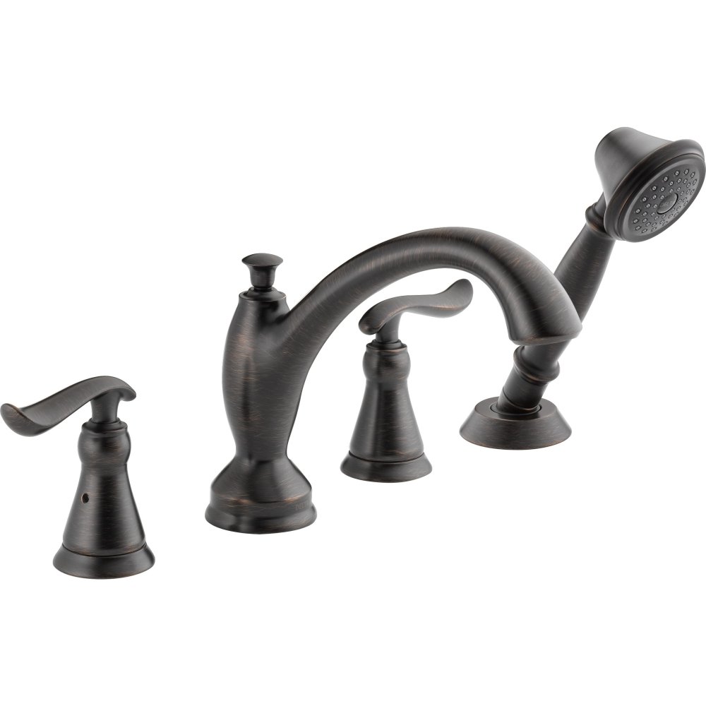 Delta Faucet Linden Roman Tub Faucet with Hand Shower - T4794-RB Venetian Bronze Bathroom Faucet Set with Handles & Shower - Classic Bath Accessories (Valve Sold Separately) - Perfect for Spa-Like Bathing Experience and Luxury Bathroom Upgrade