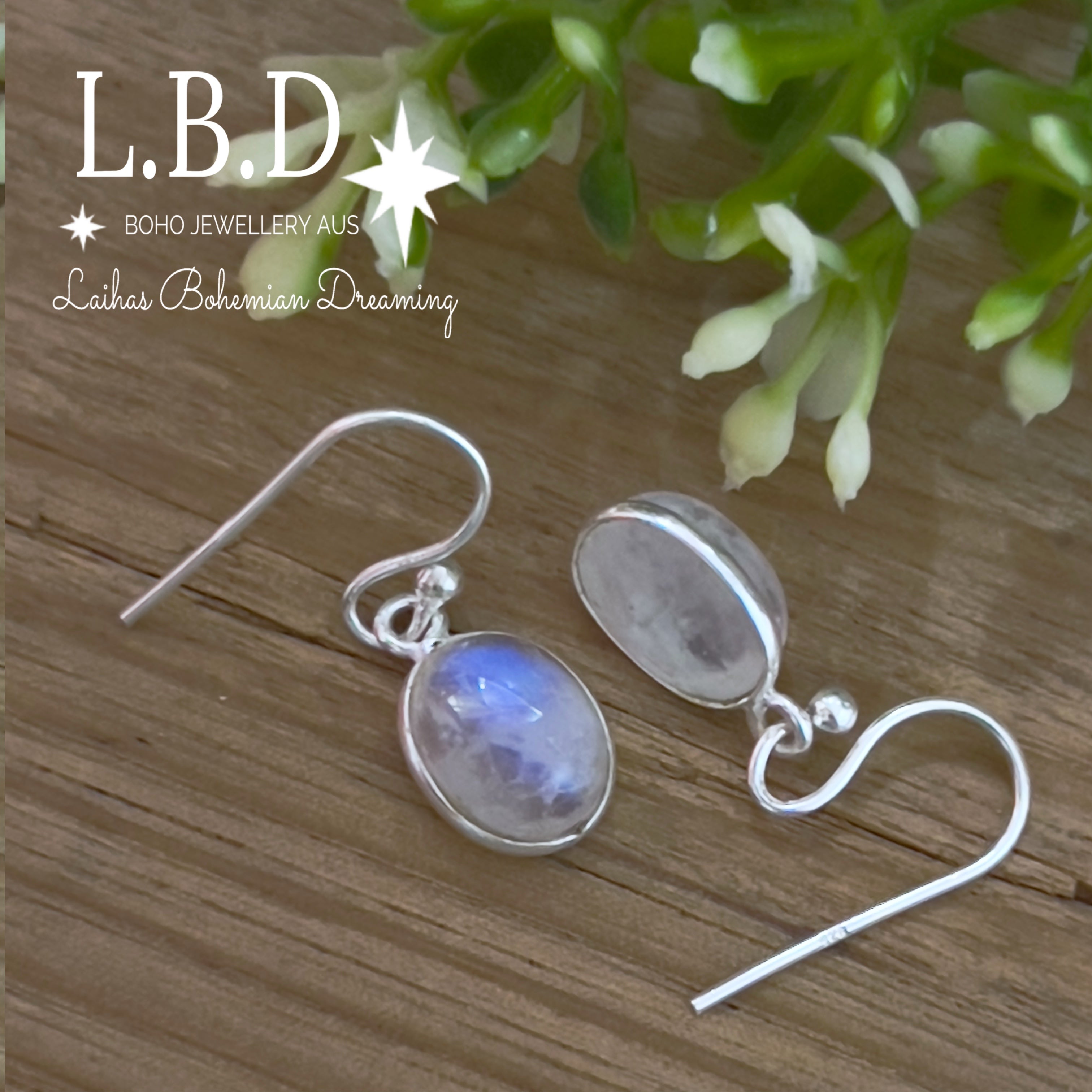 Laihas Petite Oval Moonstone Earrings for Women - Dainty Sterling Silver Stud Earrings - Perfect for Weddings, Date Nights & Gift Giving