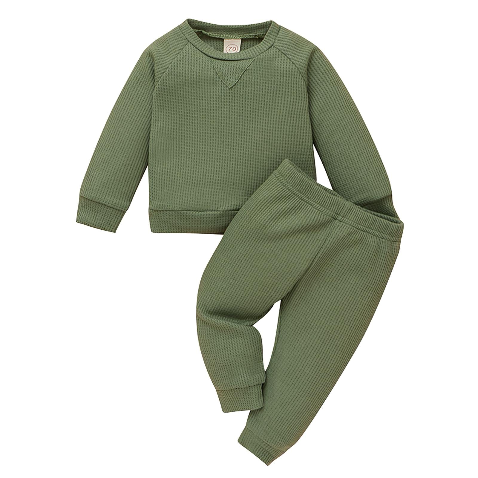 Newborn Baby Boy Girl Clothes Sets - Soft Waffle Plaid Long Sleeve Knitted Romper & Pants Outfit - Perfect for Photoshoots, Family Gatherings & Daily Wear