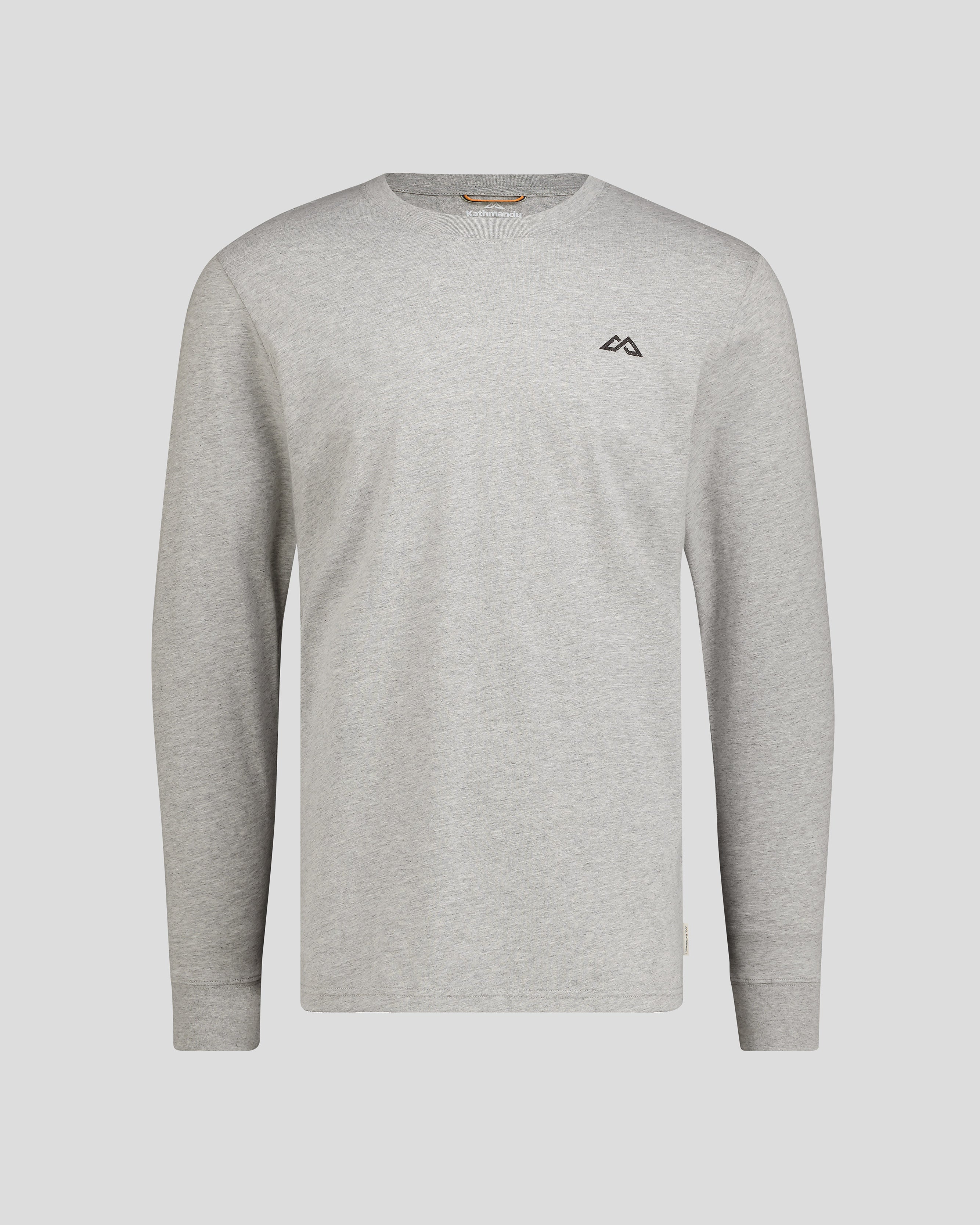 Organic Cotton Men's Long Sleeve T-Shirt - Light Grey Marle - Comfortable & Eco-Friendly Casual Wear for Everyday Use