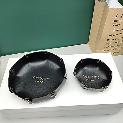 PU Round Desktop Organizer Tray - Portable Folding Desk Shelf for Home & Office | Space Saving Storage Solution for Pens, Keys, Phone & Accessories | Perfect for Workstation, Study Table & Nightstand Organization