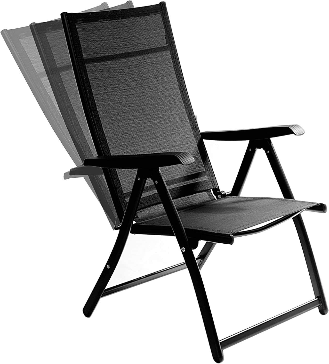Heavy Duty Adjustable Reclining Folding Chair - Steel Frame Outdoor Indoor Camping Chair for Garden, Pool, Deck, Backyard, Patio & Picnic - Perfect for Relaxing, Lounging & Sunbathing