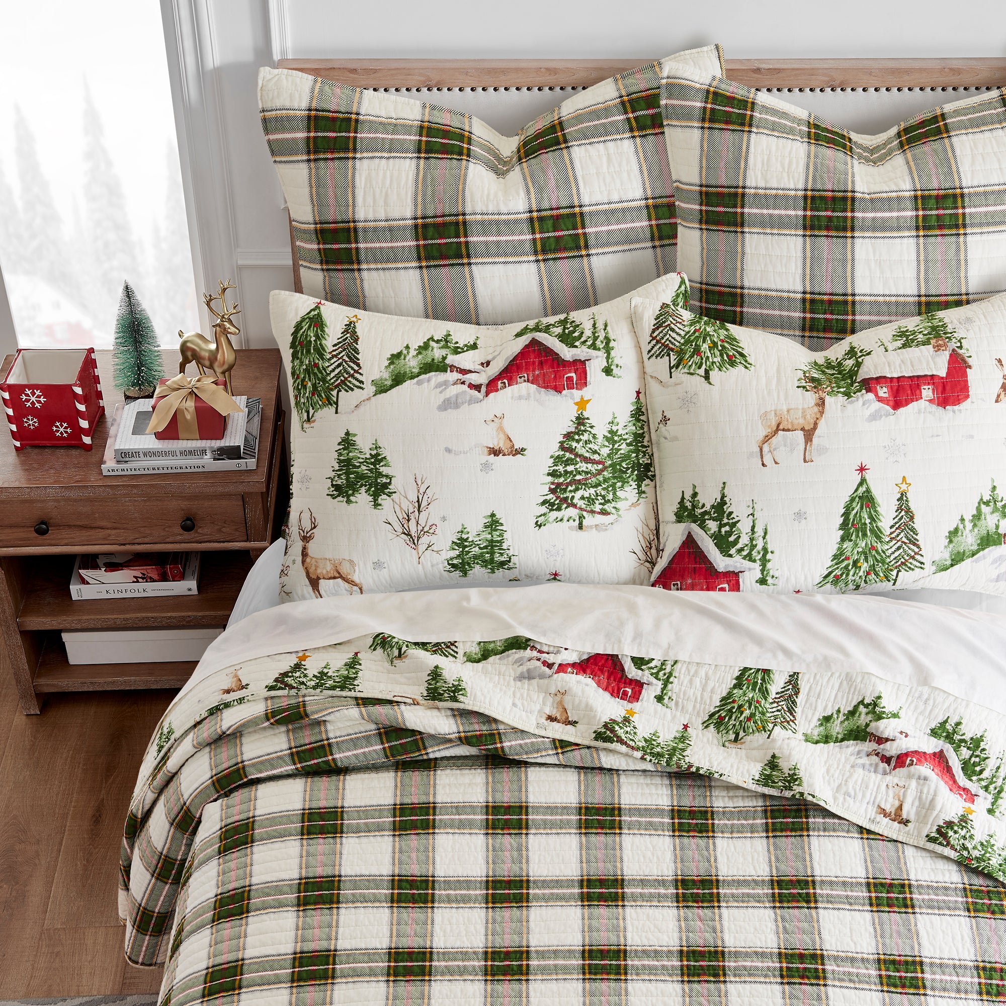 Tatum Pines Quilt Set - Queen Size Bedding, Soft Microfiber Comforter with Pillow Shams, Modern Farmhouse Style - Perfect for Cozy Bedrooms, Guest Rooms & Vacation Homes