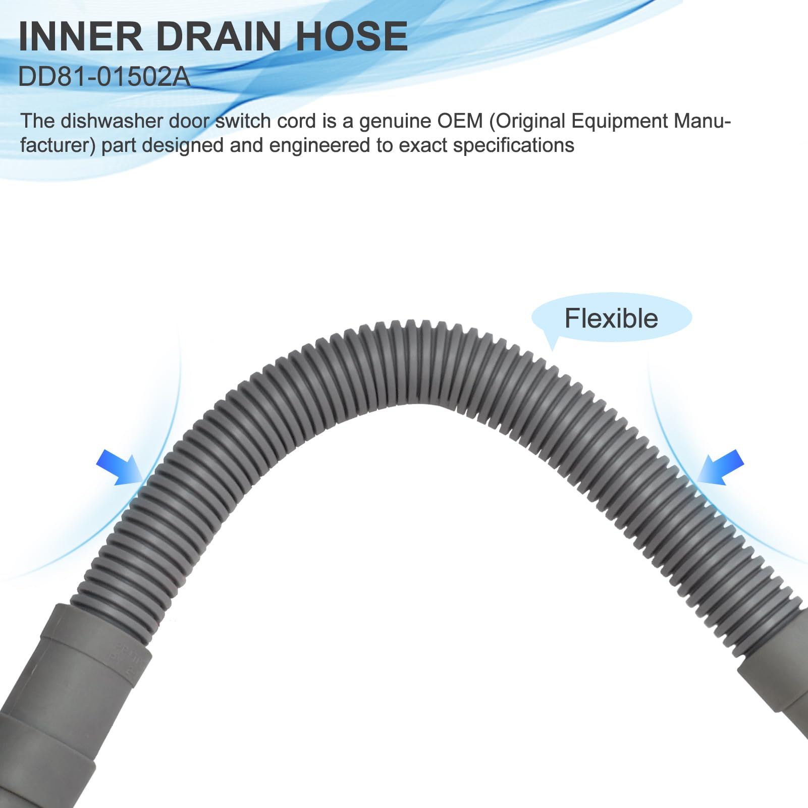 D.I.Accessa DD81-01502A Universal Dishwasher Inner Hose - Inflexible Corrugated Plastic Dishwasher Hose, Gray | Replacement Part for Kitchen Appliance Repair & Maintenance