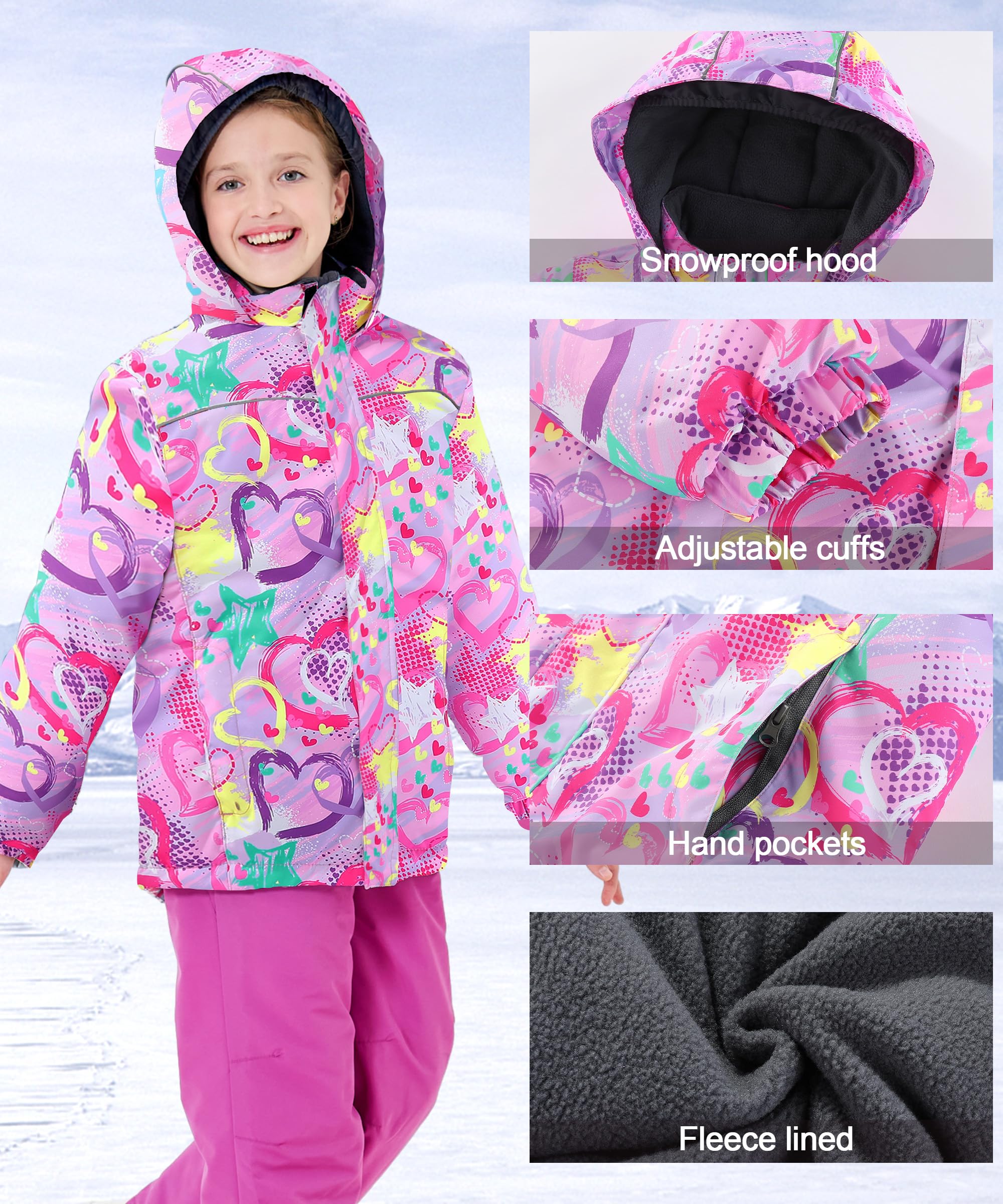 HiHeart Boys Girls Winter Ski Jacket & Pants Set - 2-Piece Waterproof Snowsuit for Kids - Warm Insulated Snow Outfit for Skiing, Snowboarding & Outdoor Winter Activities