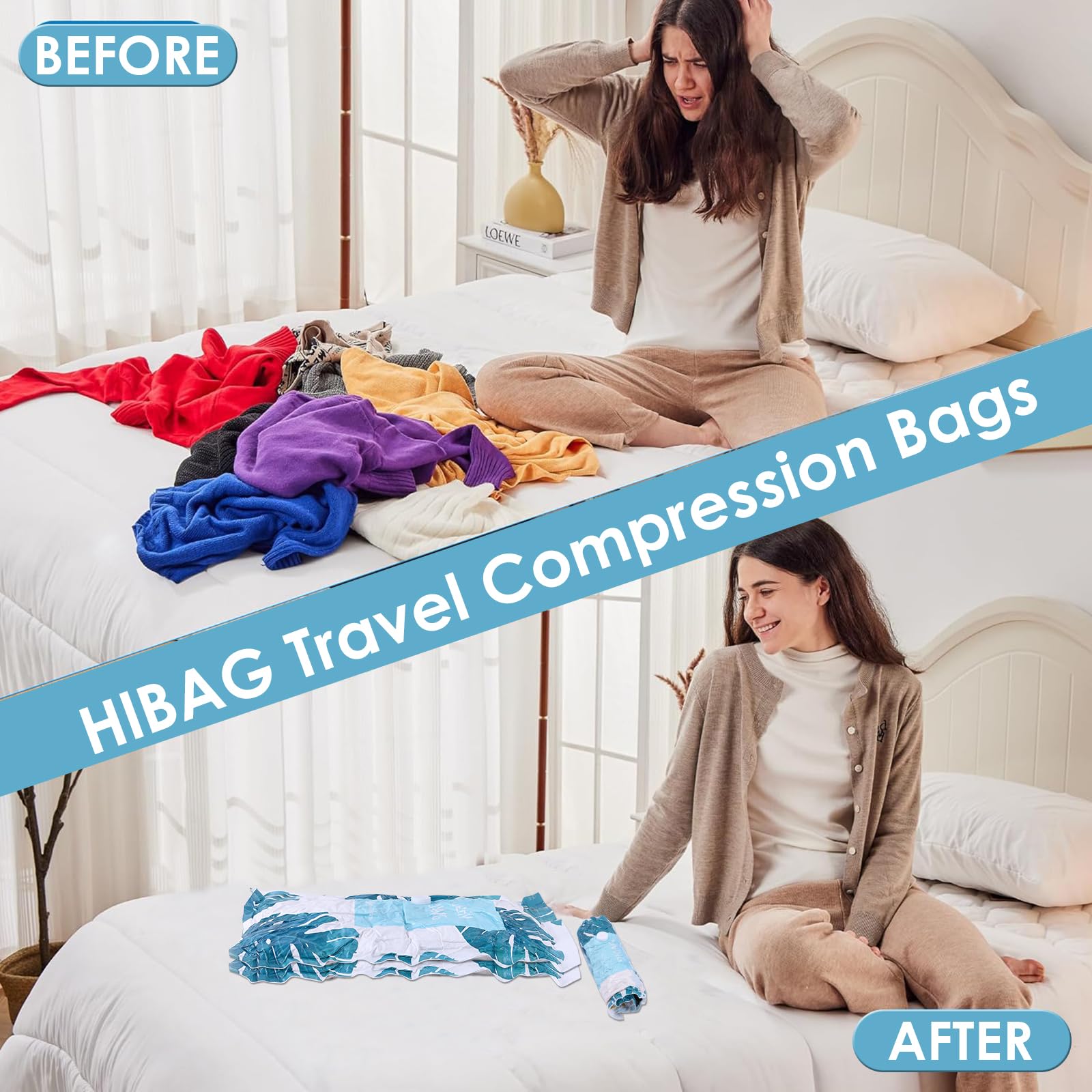 Vacuum Storage Bags Space Saver with Hand Pump - 12 Pack (2 Small, 2 Medium, 4 Large, 4 Jumbo) for Clothes, Comforters, Blankets | Compact Storage Solution for Travel, Seasonal Clothes & Home Organization