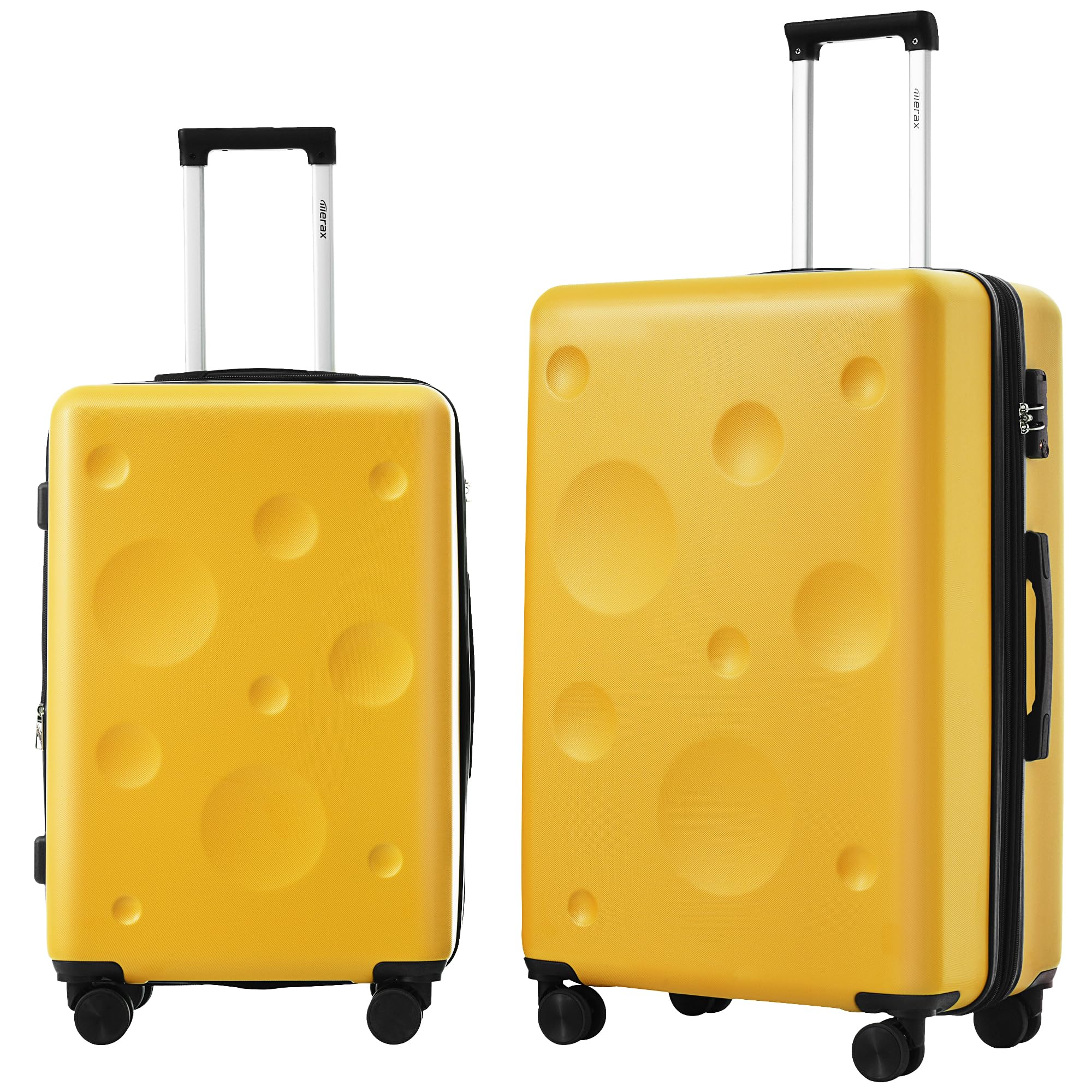 Merax 2-Piece Hardside Spinner Luggage Set with TSA Lock, Expandable Lightweight Suitcase (24in & 28in) - Yellow | Perfect for International Travel, Business Trips & Family Vacations