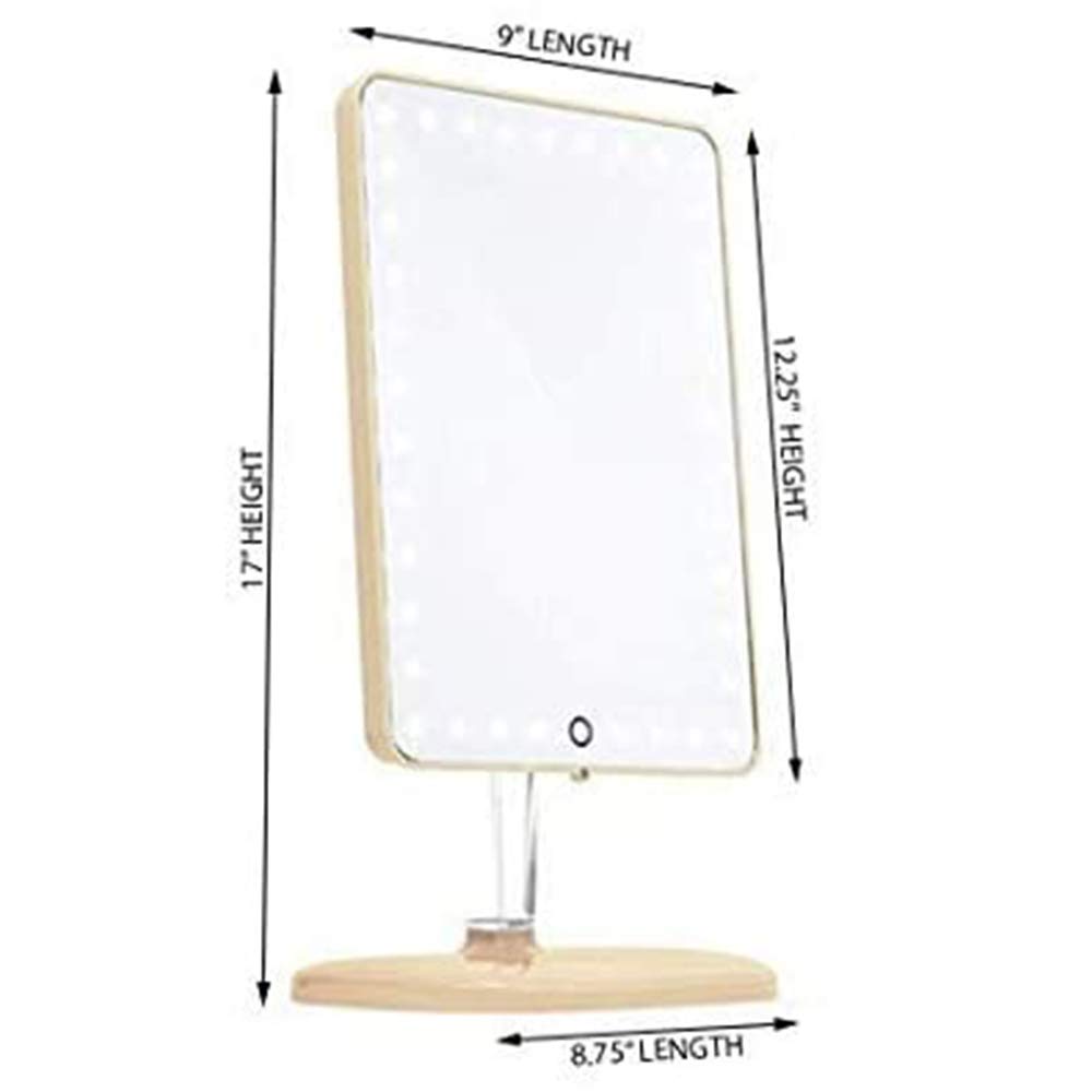 Professional LED Makeup Mirror with Touch Control - 360° Adjustable Vanity Mirror with USB Charging Port, Champagne Gold | Perfect for Home Dressing Table, Beauty Salon & Professional Makeup Artists