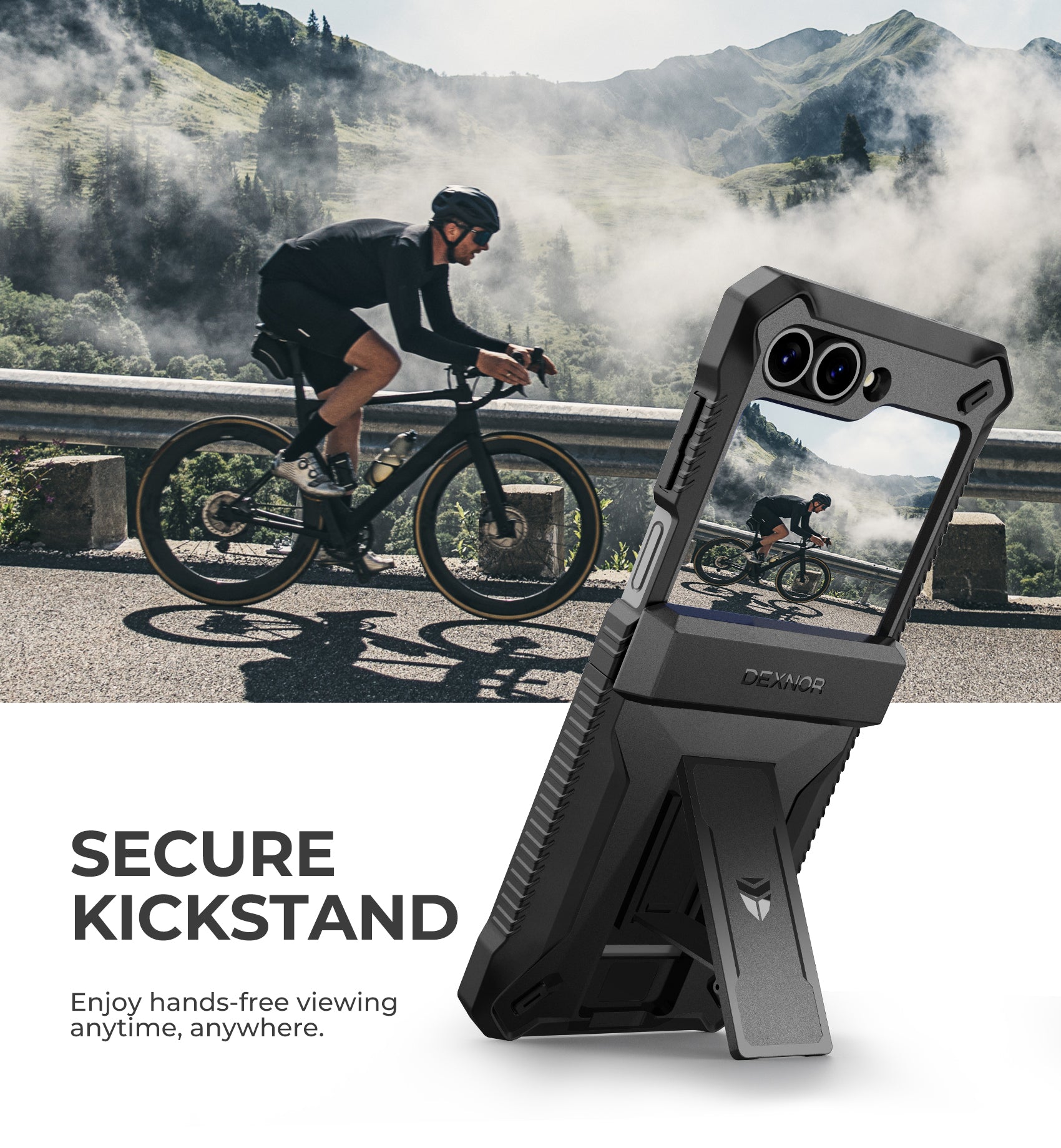 Dexnor Shockproof Rugged Case for Samsung Galaxy Z Flip 6 with Hinge Protection, Screen Protector, Full Body Bumper & Kickstand - Perfect for Outdoor Activities, Travel and Daily Protection