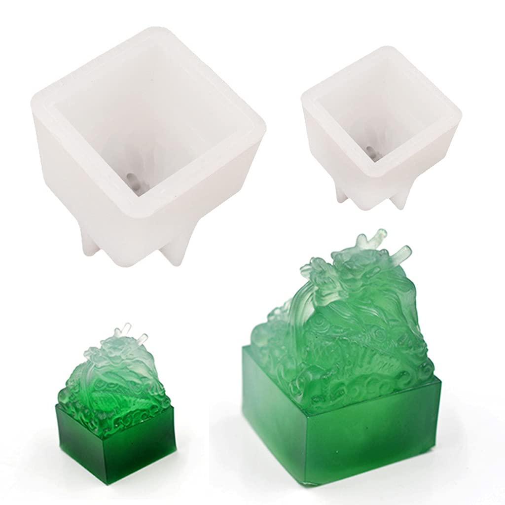 Epoxy Resin Dragon Head Jade Seal Silicone Mold - DIY Crystal Casting Tool for Jewelry, Keychains & Home Decor - Perfect for Resin Art, Craft Projects & Unique Gifts