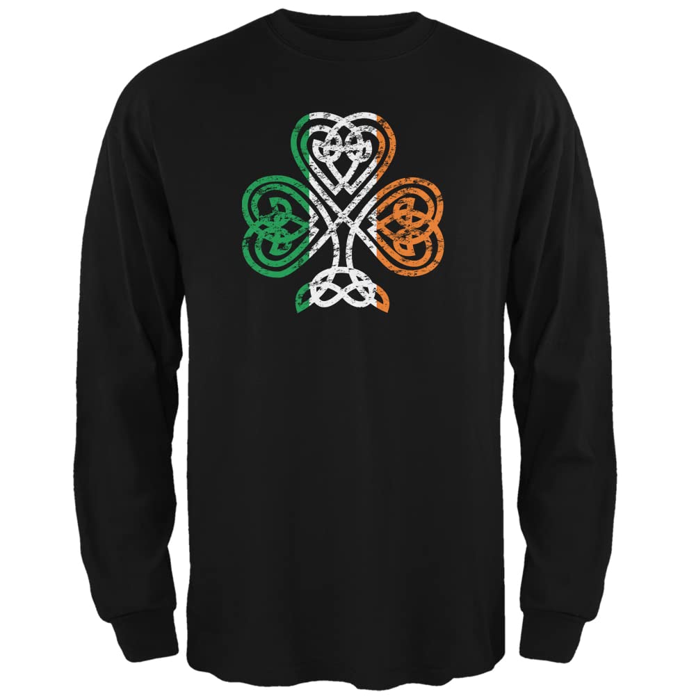 Old Glory St. Patrick's Day Shamrock Knot Long Sleeve T-Shirt for Adults - Irish Pride Apparel for Parties & Festivals