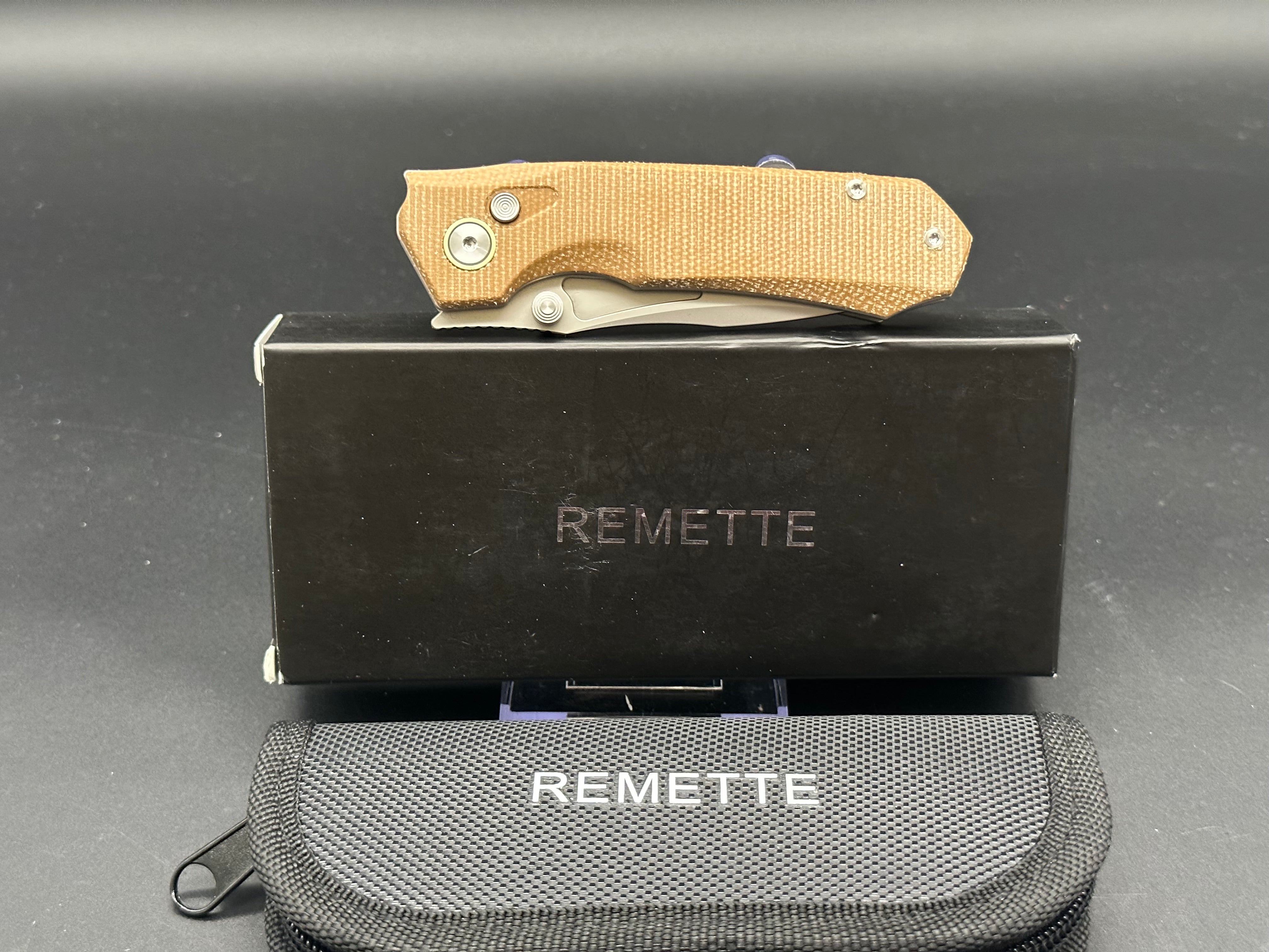 REMETTE Rhino Front Flipper Folding Knife - 14C28N Stainless Steel Blade with Micarta Handle - EDC Pocket Knife for Camping, Hiking & Outdoor Survival