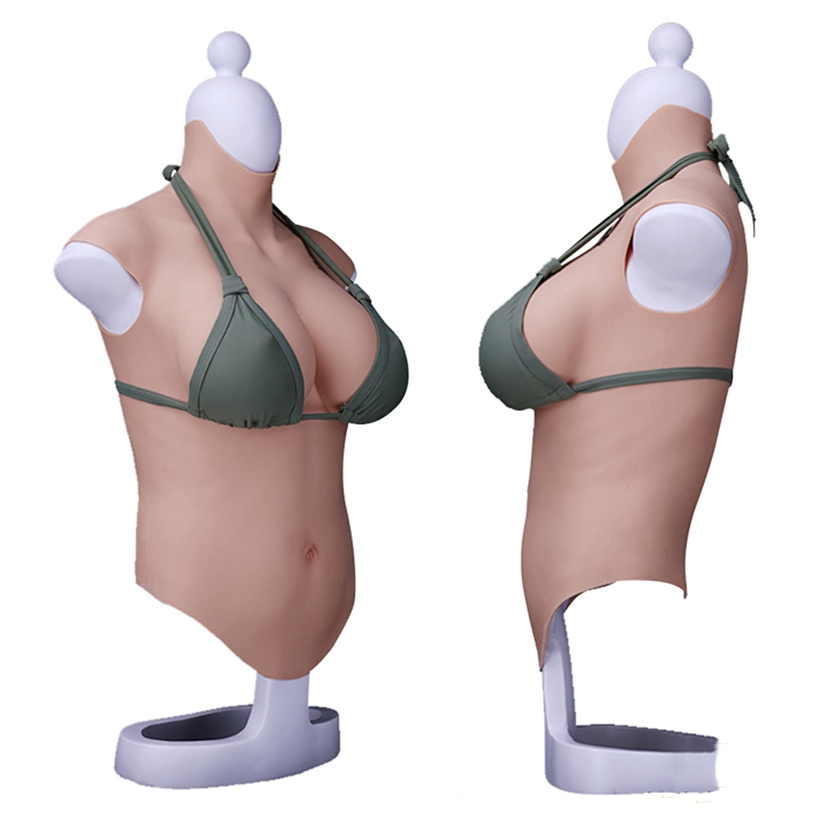 Premium C D E Cup Silicone Breast Forms - Realistic Half Body Suit for Crossdressers, Drag Queens & Transgender - Natural Looking Fake Boobs Breastplate for Cosplay, Theater & Everyday Wear