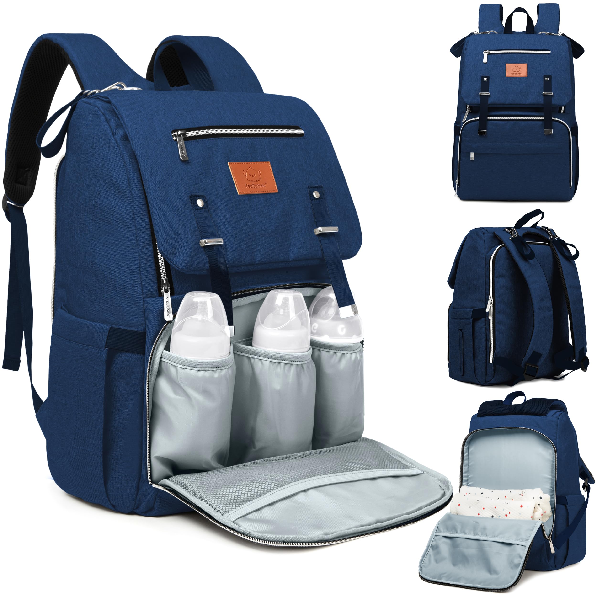 KeaBabies Baby Diaper Backpack - Large Waterproof Diaper Bag for Boys & Girls, Travel Backpack with Changing Pad (Navy Blue) | Perfect for Daycare, Travel & On-the-Go Parents