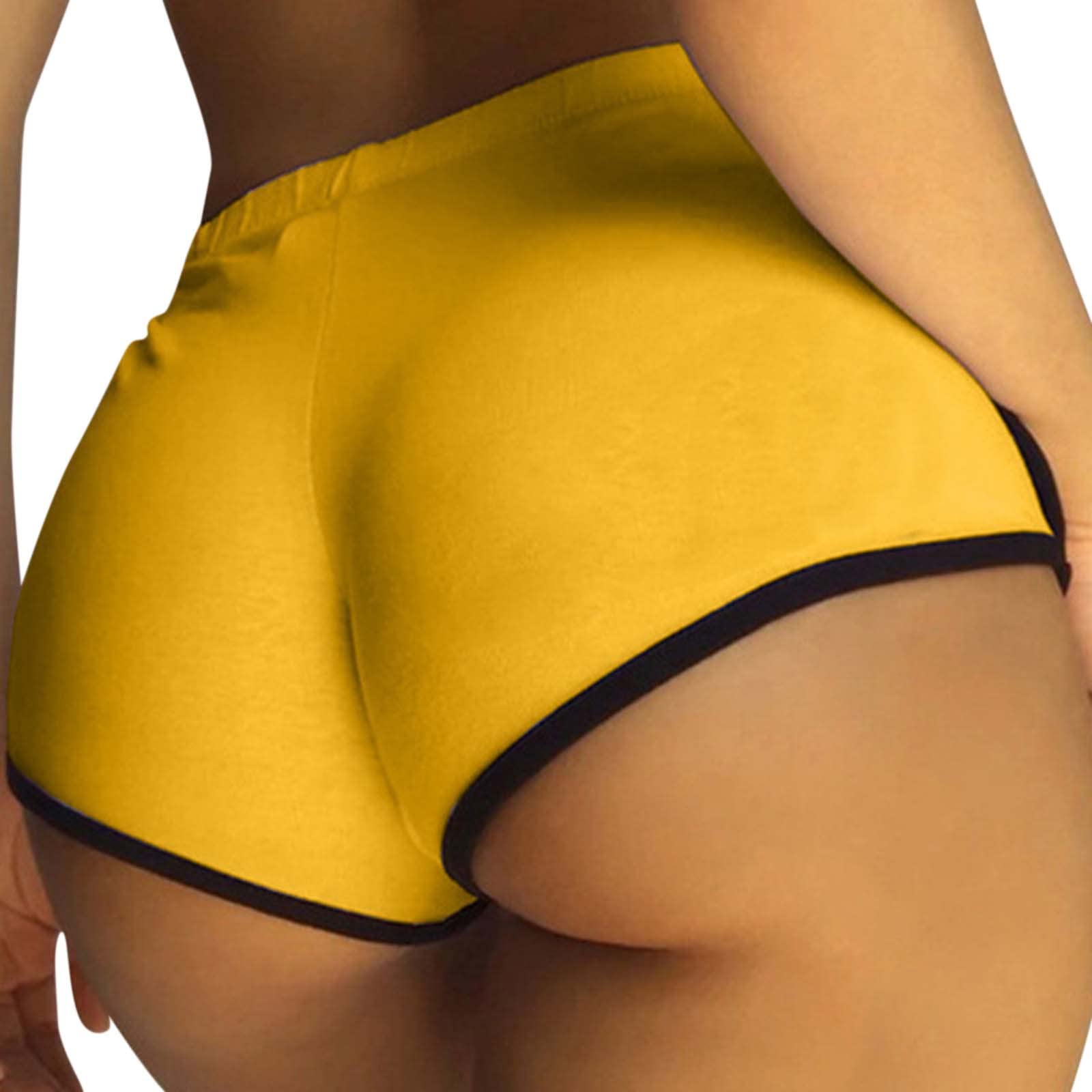 Breathable High Waist Yoga Shorts for Women - Workout Running Athletic Fitness Leggings - Plus Size Activewear - Yellow - Perfect for Yoga, Gym & Outdoor Sports