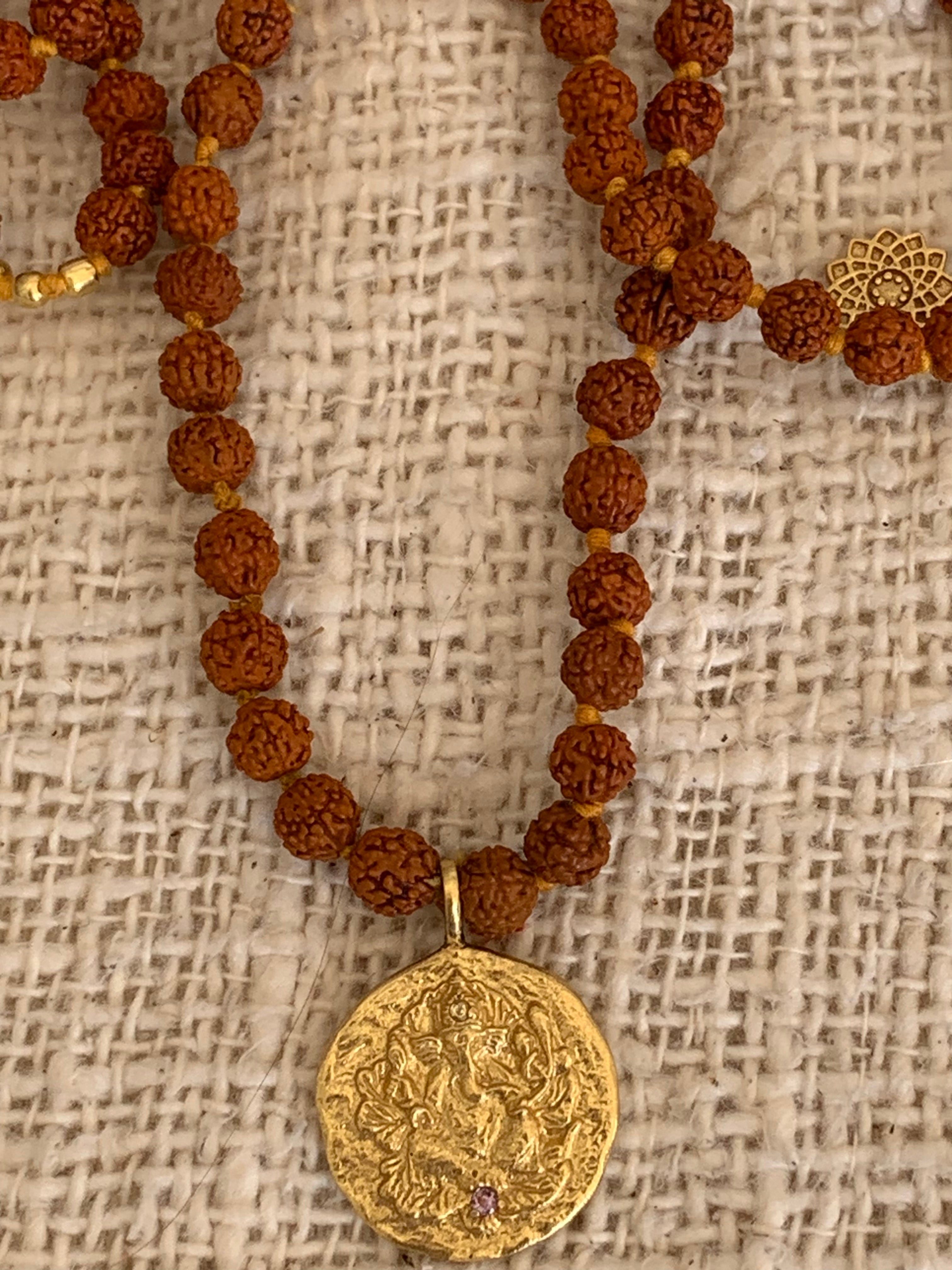 Authentic Ganesha Healing Mala Beads - 108 Prayer Meditation Necklace for Stress Relief & Spiritual Growth | Perfect for Yoga, Meditation & Daily Mindfulness Practice
