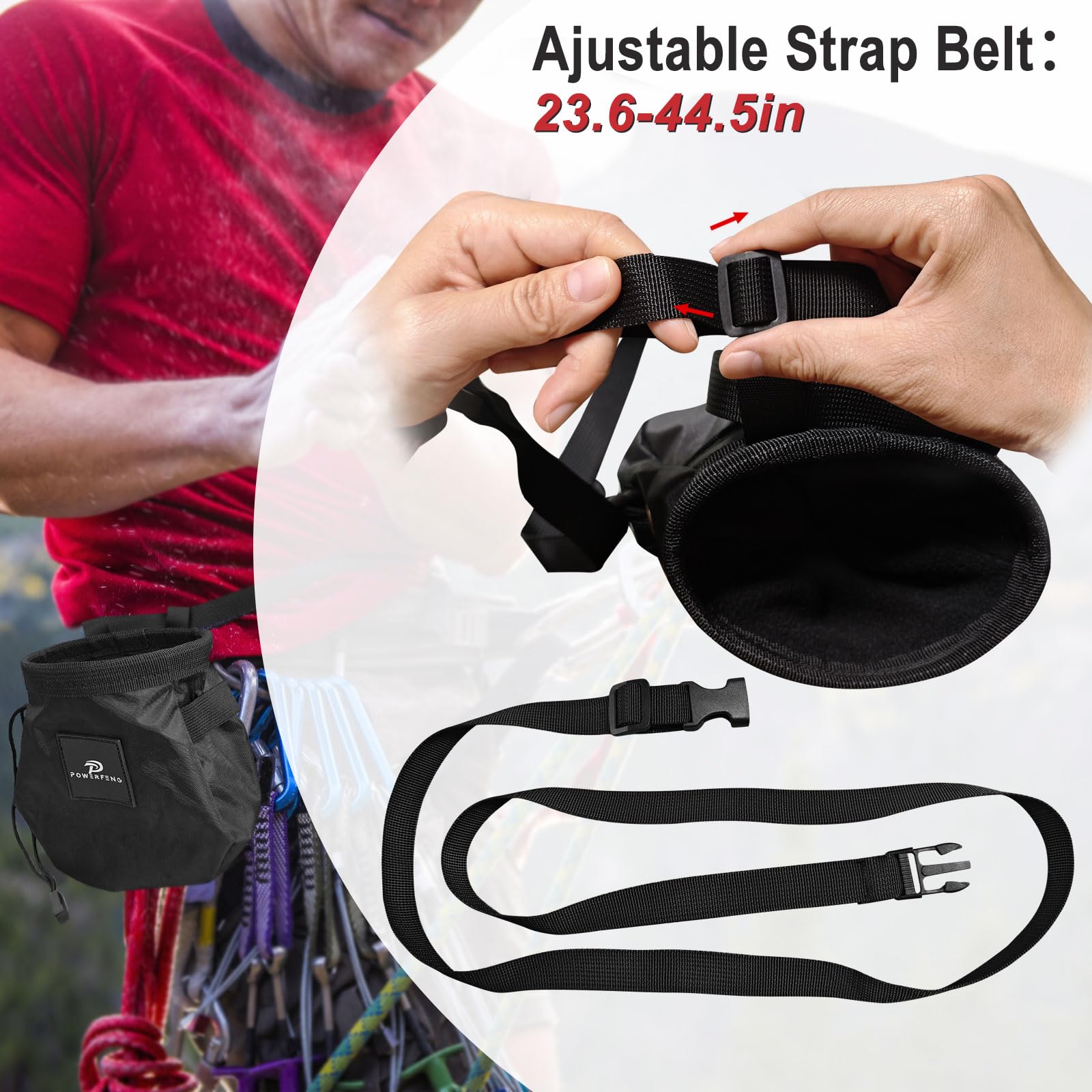 Premium Chalk Bag for Rock Climbing & Bouldering - Durable Outdoor Climbing Gear with Chalk Ball Holder for Men & Women - Perfect for Indoor Gym Training & Outdoor Adventures