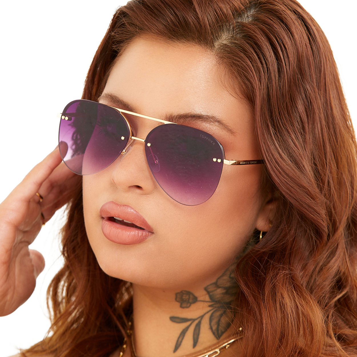 Smaller Megan 2 Purple Metal Aviator Sunglasses with Gold Frame - Stylish UV Protection Shades for Women, Men, Outdoor Activities, Driving & Fashion Accessories