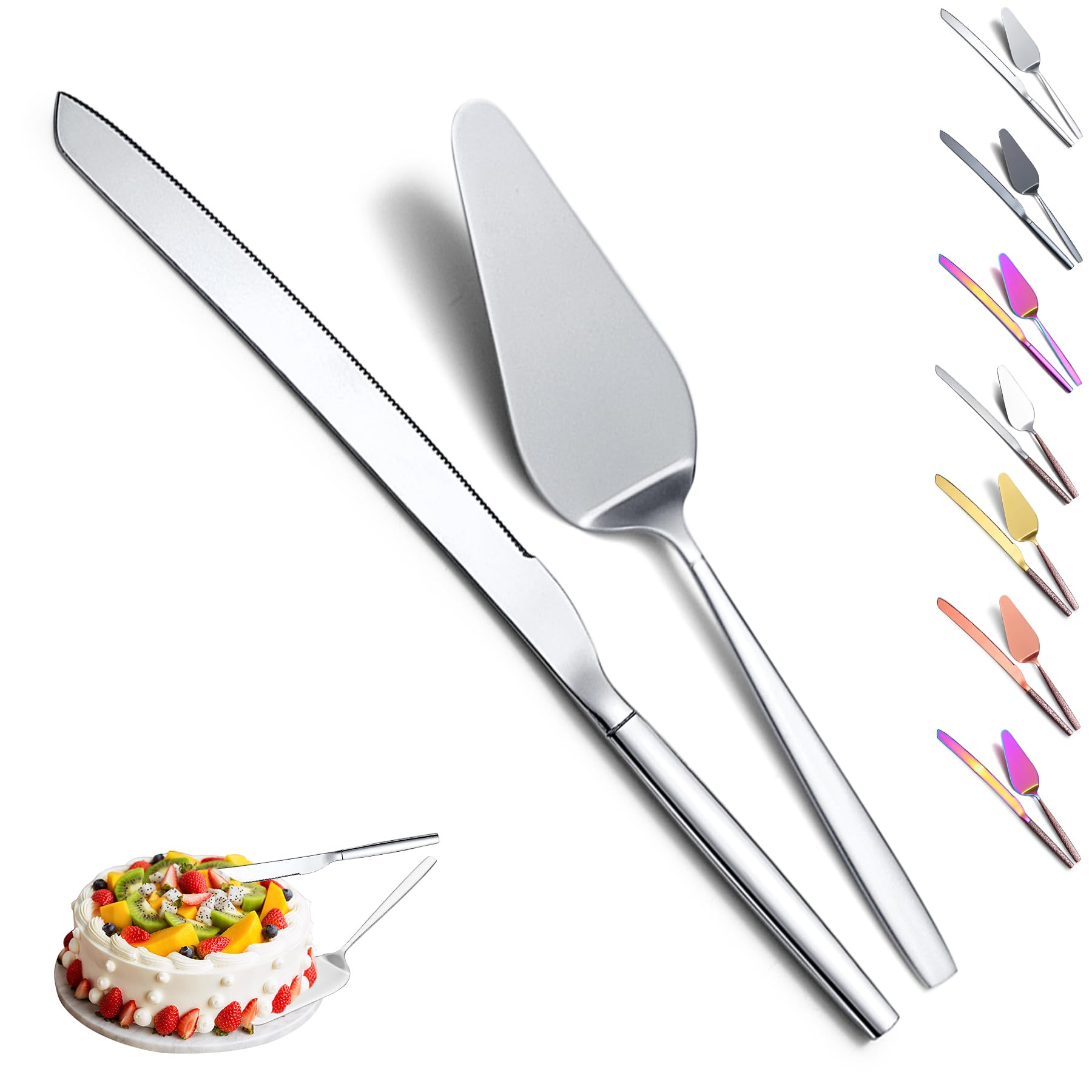 Evanda Stainless Steel Wedding Cake Knife & Server Set - Elegant Cake Cutter & Pie Server for Wedding, Birthday, Anniversary & Everyday Use - Dishwasher Safe - Perfect for Cake Cutting, Dessert Serving & Party Celebrations