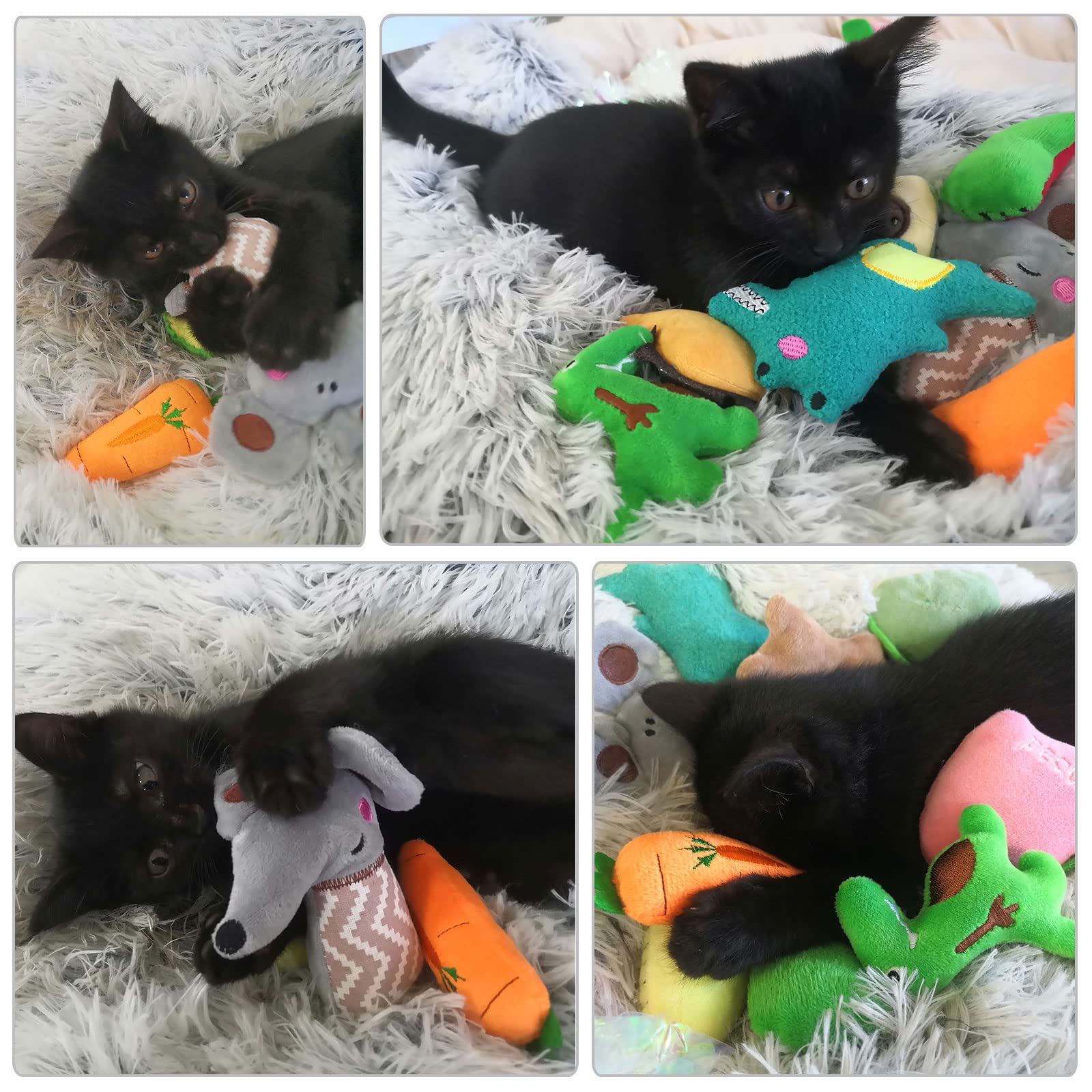 OneBarleyCorn 12-Pack Catnip Toys for Indoor Cats - Plush Chew Toys, Interactive Cat Pillows & Crinkle Balls for Teeth Cleaning - Perfect for Playtime, Training & Stress Relief for Adult Cats & Kittens