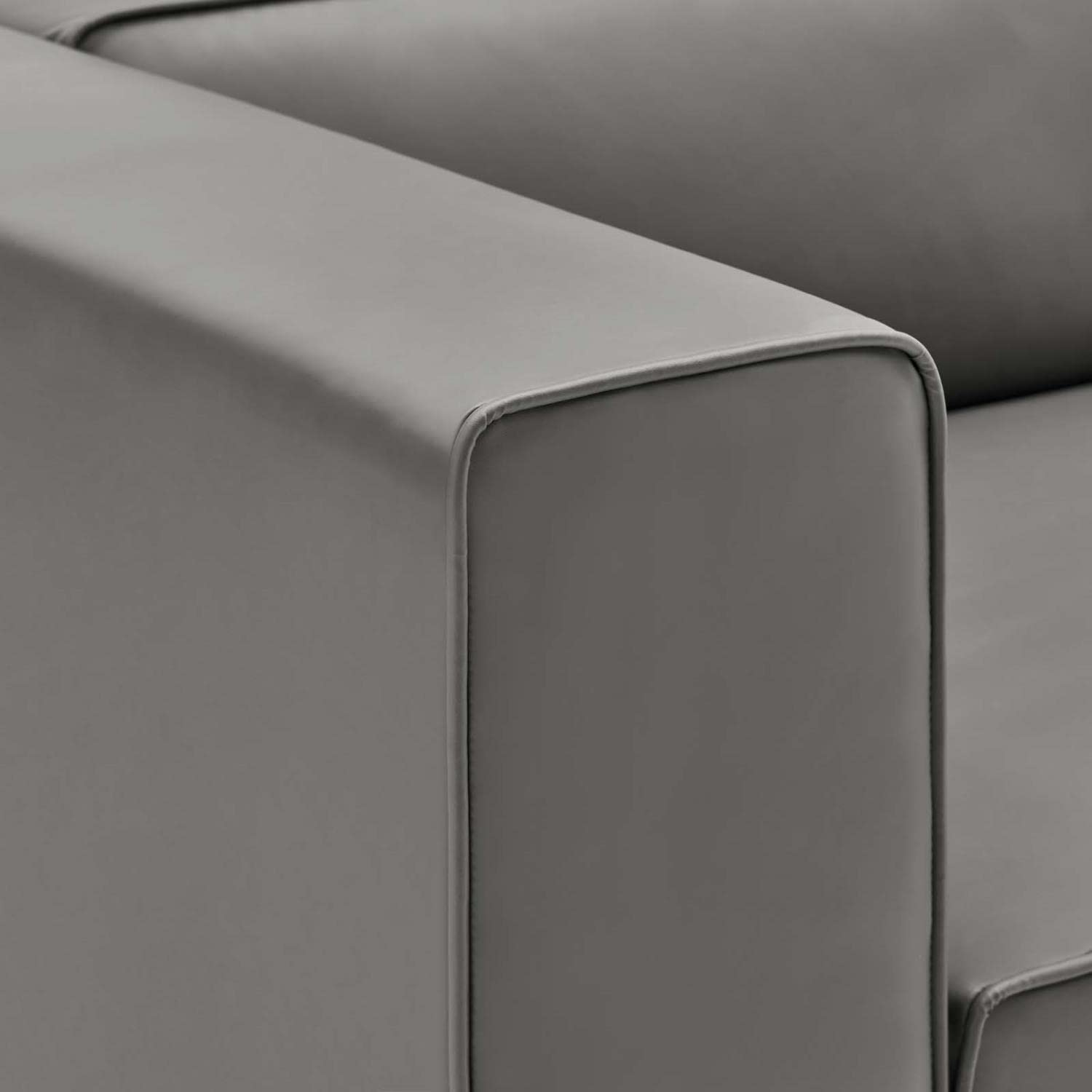 Modway Mingle Vegan Leather 2-Piece Sectional Loveseat Sofa - Gray Faux Leather Couch for Living Room, Apartment & Small Spaces