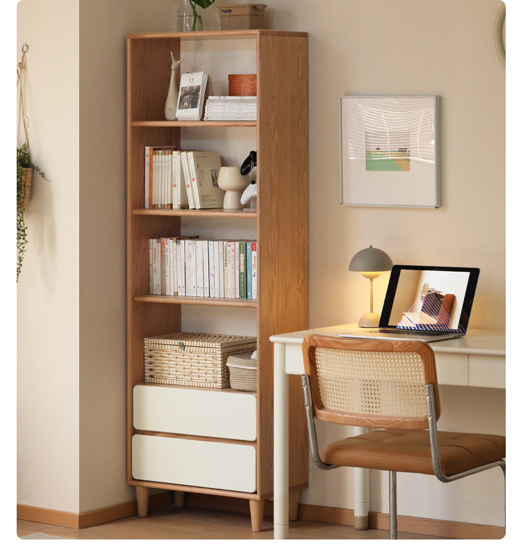 Solid Oak Wood Modern Bookcase Shelf - Stylish Storage for Living Room, Office & Bedroom - Perfect for Books, Decor & Organizing
