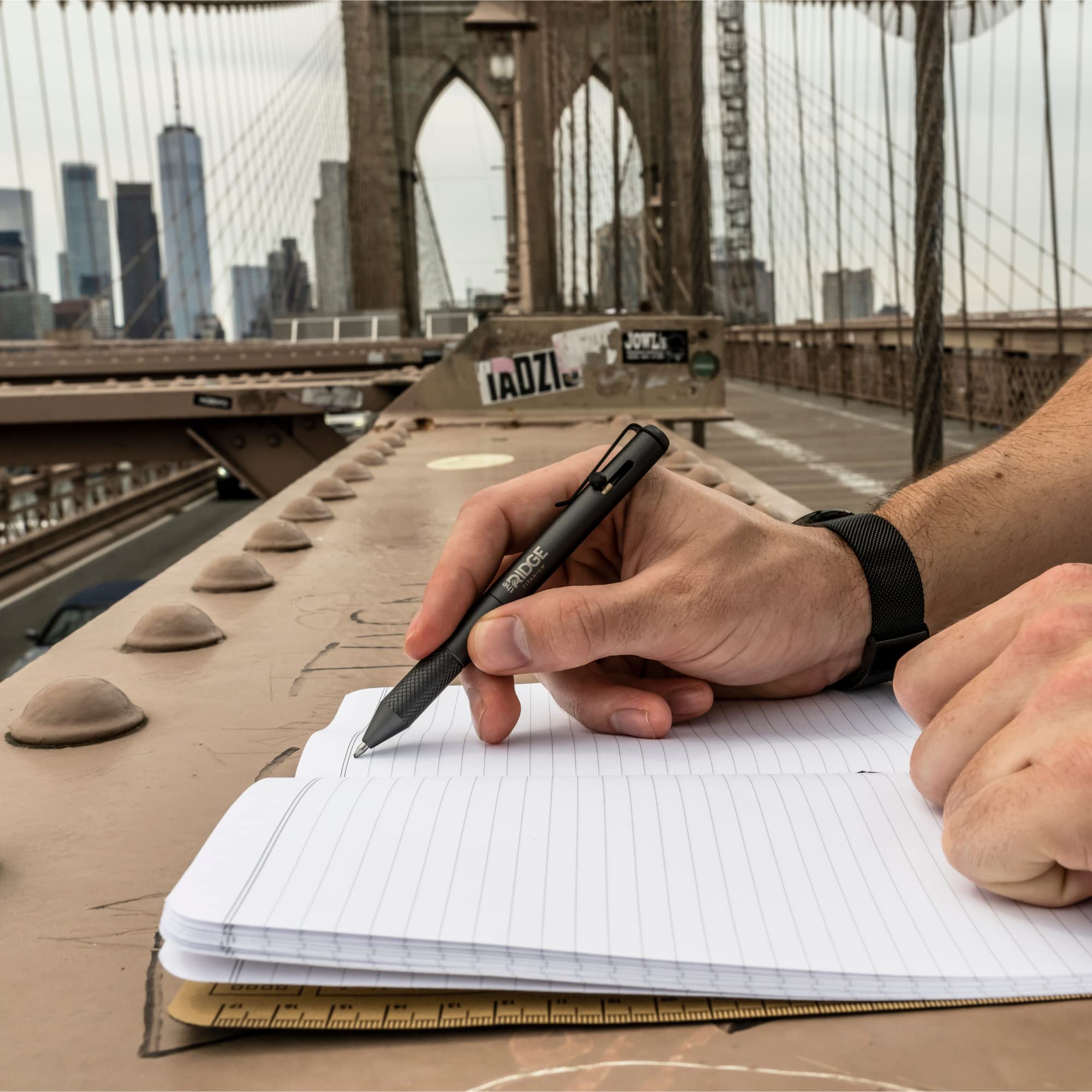 The Ridge Bolt Action Ballpoint Pen - Premium Metal Retractable Pen with Textured Grip & Pressurized Refill | Compact Writing Instrument in Burnt Titanium Finish | Perfect for Office, Business Meetings & Everyday Carry (EDC)