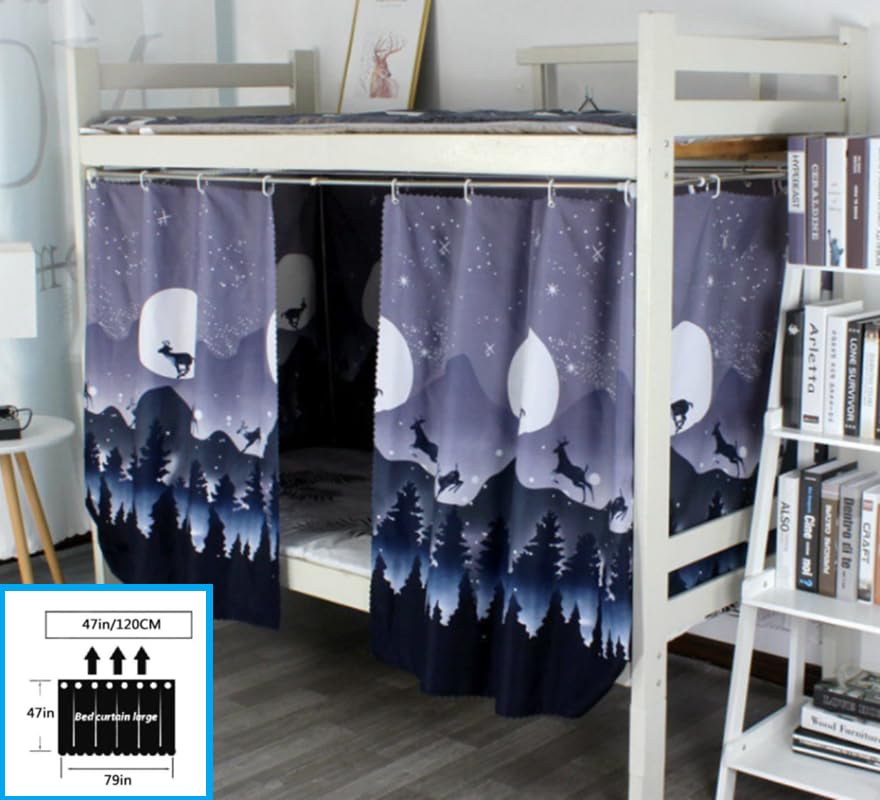 iBluelover Bunk Bed Curtains - Breathable Dustproof Blackout Curtains for Dorm Beds, College Students & Loft Sleeping - Lightproof Canopy Tent for Privacy & Better Sleep (Single Sleeper, Home Use)