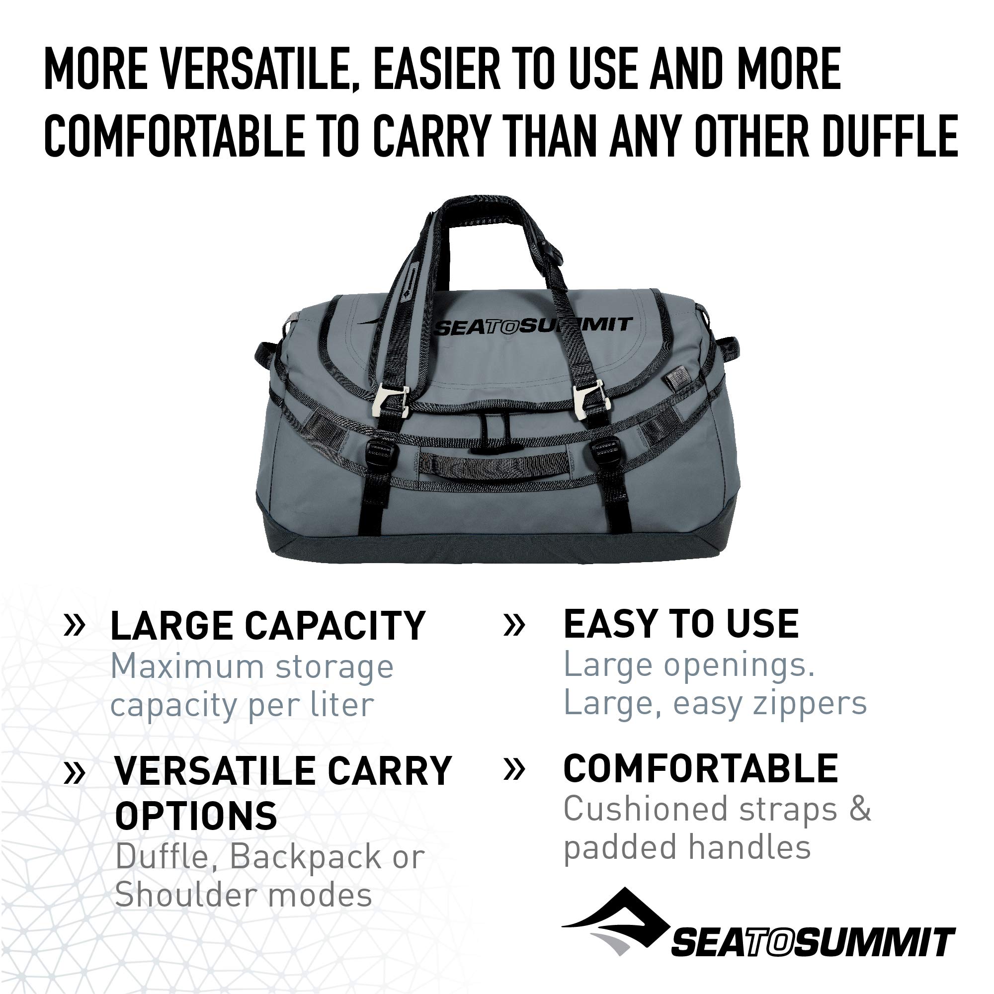 Sea to Summit Expedition Duffle Bag with Backpack Straps - Waterproof Travel Duffel for Camping, Hiking & Outdoor Adventures - Perfect for Gear Storage & Adventure Travel