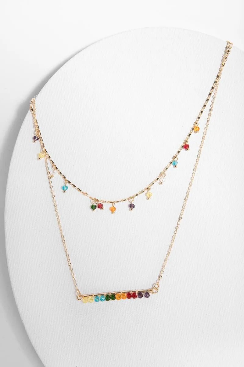 Rainbow Beaded Multi-Layer Necklace for Women - Colorful Bohemian Statement Jewelry for Parties, Festivals & Everyday Wear