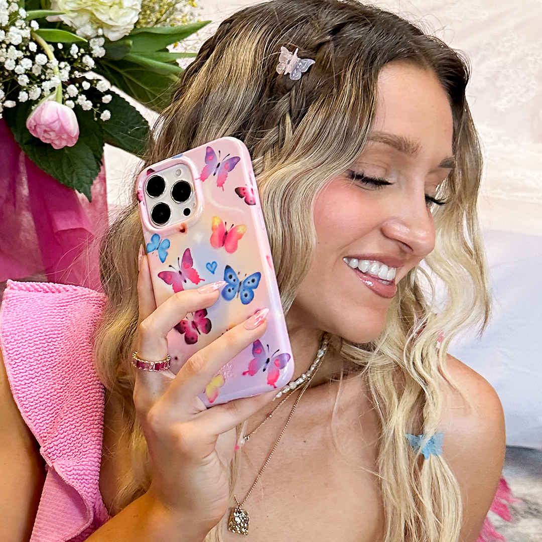 Aura Butterfly iPhone Case - Elegant Floral Design Protective Cover for iPhone 12/13/14/15 Pro Max - Perfect for Everyday Use, Travel & Special Occasions