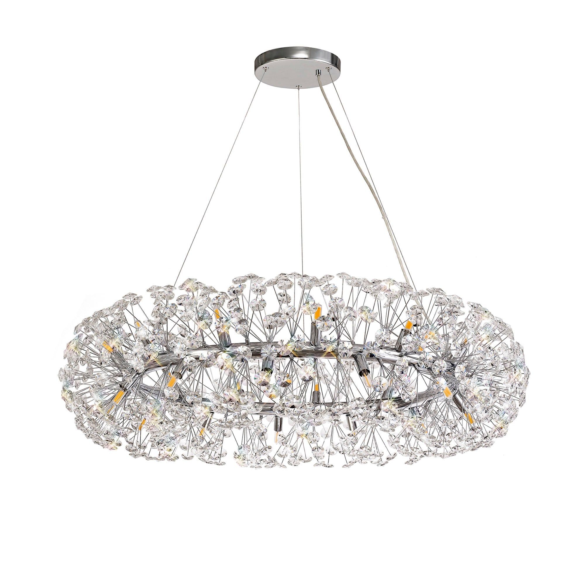 Bellagio Crystal Ceiling Light Fixture - 12/20/26/36 Light G9 Bulb - French Gold & Crystal or Chrome & Crystal - Elegant Dining Room & Living Room Lighting