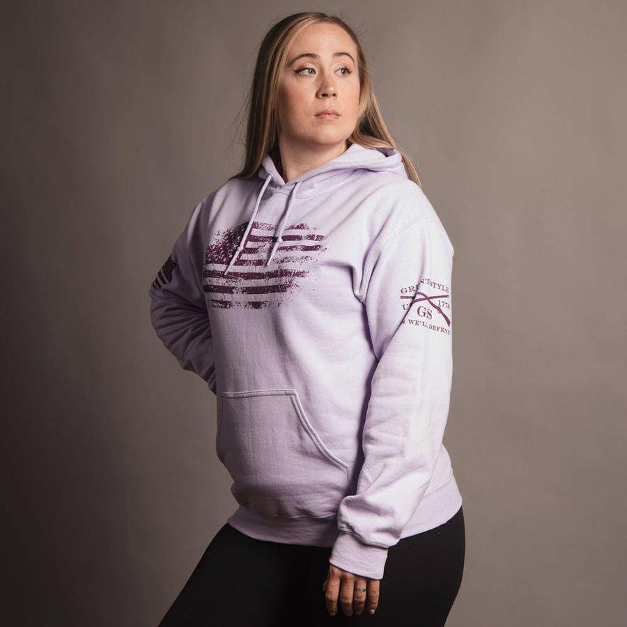 Vintage American Hoodie for Women - Soft & Comfortable Pullover Sweatshirt with Orchid Print | Perfect for Casual Wear, Outdoor Activities & Layering in Fall & Winter
