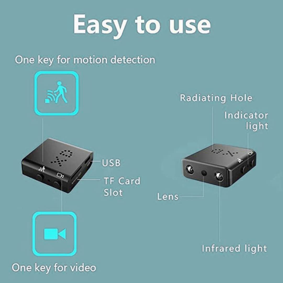 Mini Night Vision Security Camera 1080P HD - Home Surveillance with Motion Detection & Micro Video Recording - Ideal for Indoor/Outdoor Monitoring, Baby/Pet Watching, and Nighttime Security (Black)