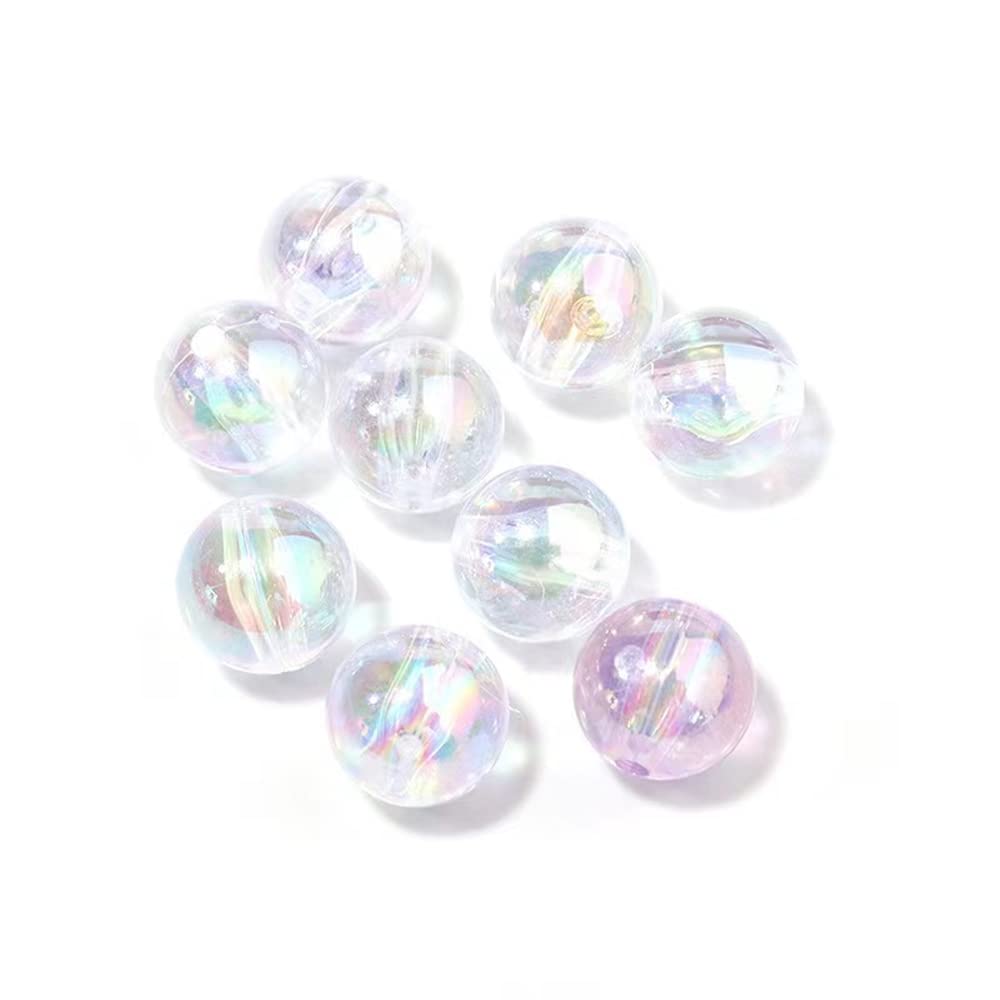 300 Pcs 8mm Clear AB Acrylic Round Spacer Beads for Jewelry Making - DIY Craft Beads for Earrings, Bracelets, Necklaces & Keychains (Perfect for Beading, Scrapbooking & Home Decor Projects)