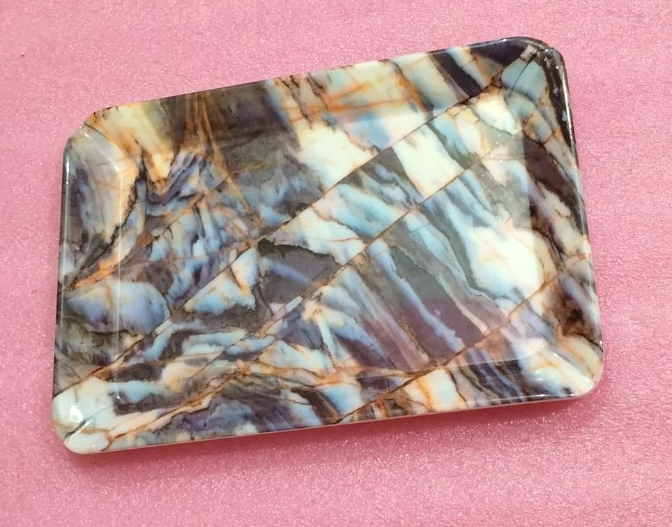 Marble Look Small Tray Set of 2 - Elegant Serving Tray for Snacks, Tea, Coffee & Biscuits - 8 Inch Decorative Serving Platter for Parties, Dining & Home Decor