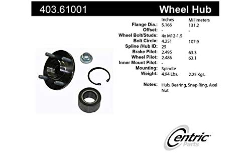 Centric 403.61002 Wheel Hub Assembly - High-Quality Replacement for Smooth & Safe Driving - Perfect for Daily Commutes, Road Trips & Off-Road Adventures