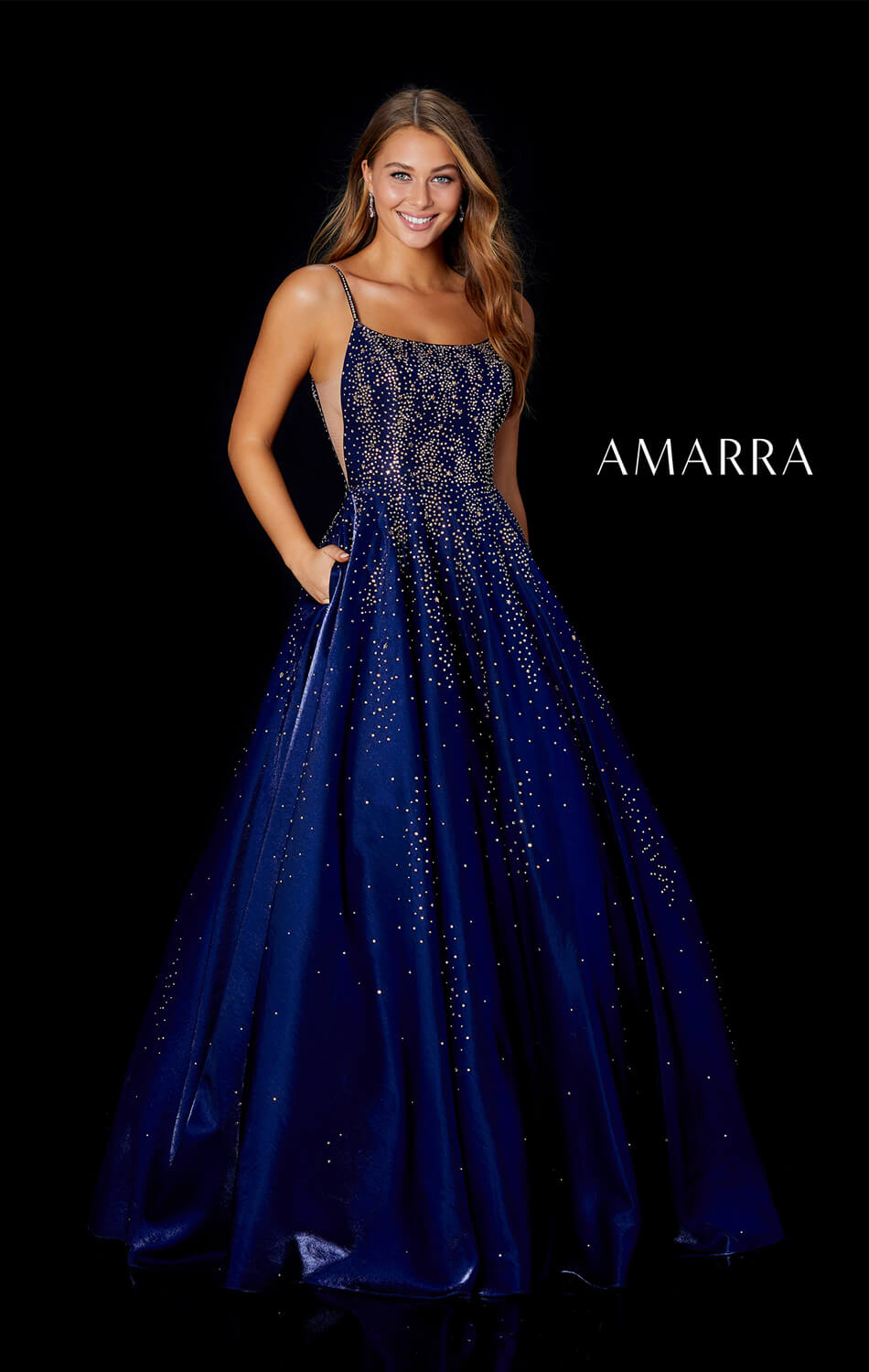 Elegant Amarra Hot Stone Ball Gown with Scoop Neckline - Perfect for Prom, Evening Gala & Formal Events