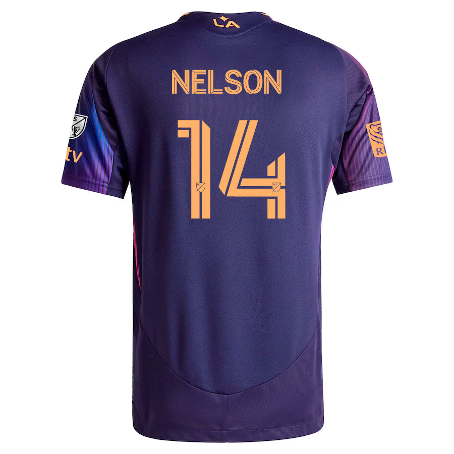 Adidas John Nelson LA Galaxy Authentic Away Jersey 2025/2026 - Purple MLS Soccer Jersey with Apple TV & RBC Sponsorship - Perfect for Match Days, Fan Events & Soccer Collectors