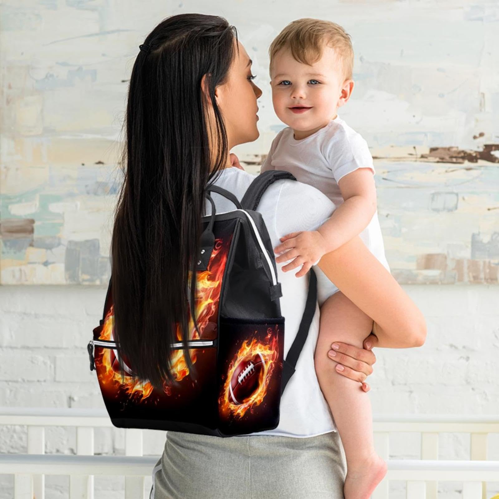 Stylish Travel Backpack for Women & Men - Durable American Football & Fire Resistant Backpack - Perfect for Hiking, Camping, Work & Daily Commute