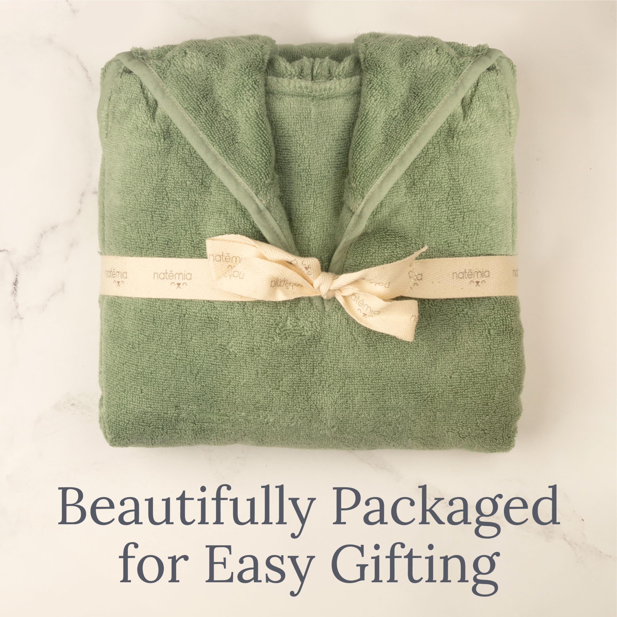 Natemia Organic Hooded Baby Towel - Ultra Soft & Absorbent Cotton Newborn Bath Towel, Kids Hooded Towel Wrap for Boys & Girls, Baby Robe & Bath Essentials - Perfect for Post-Bath, Swimming & Photo Shoots