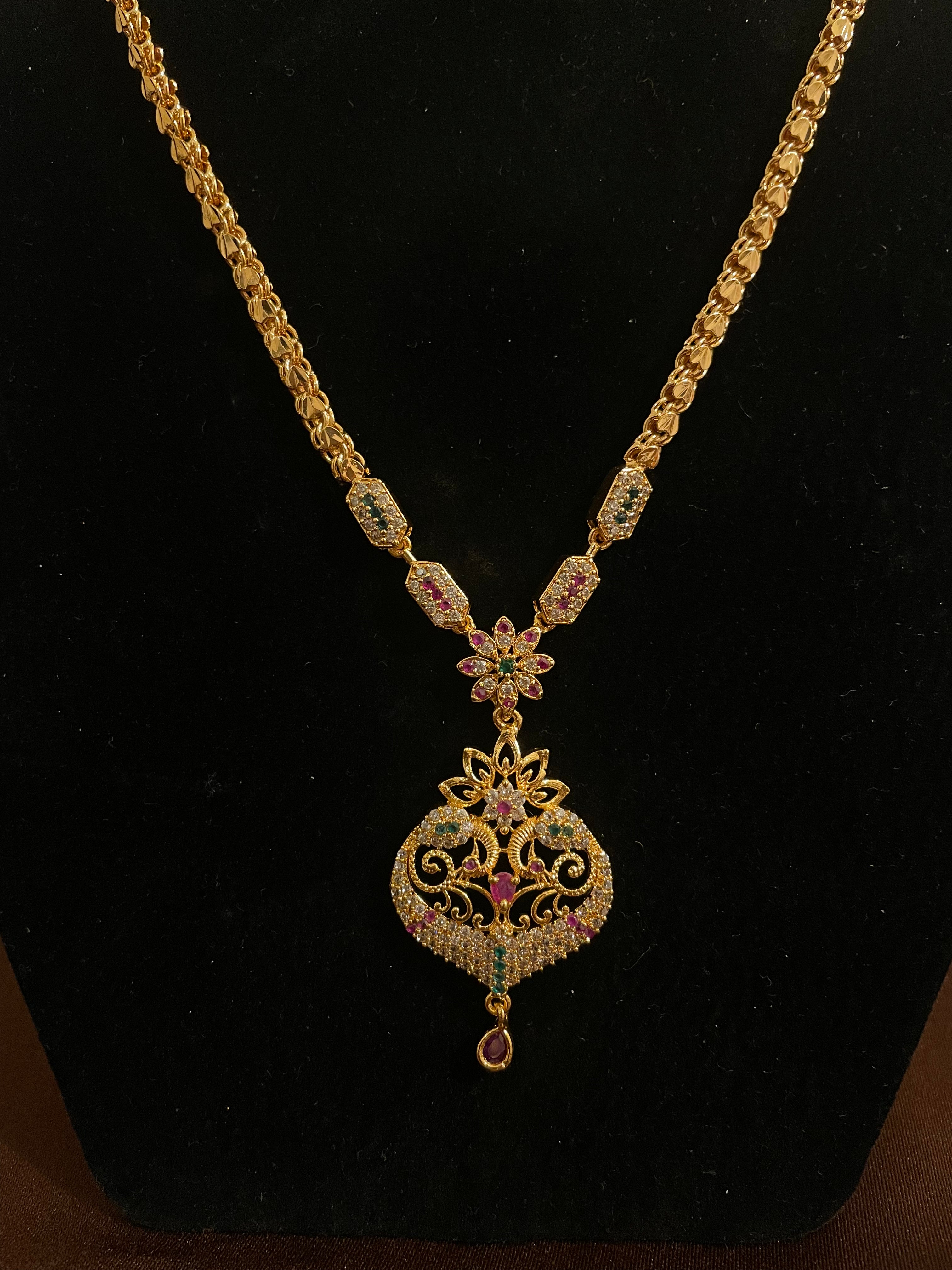 Elegant Gold Plated Multicolor Stone Necklace for Women - Perfect for Parties, Weddings & Everyday Wear