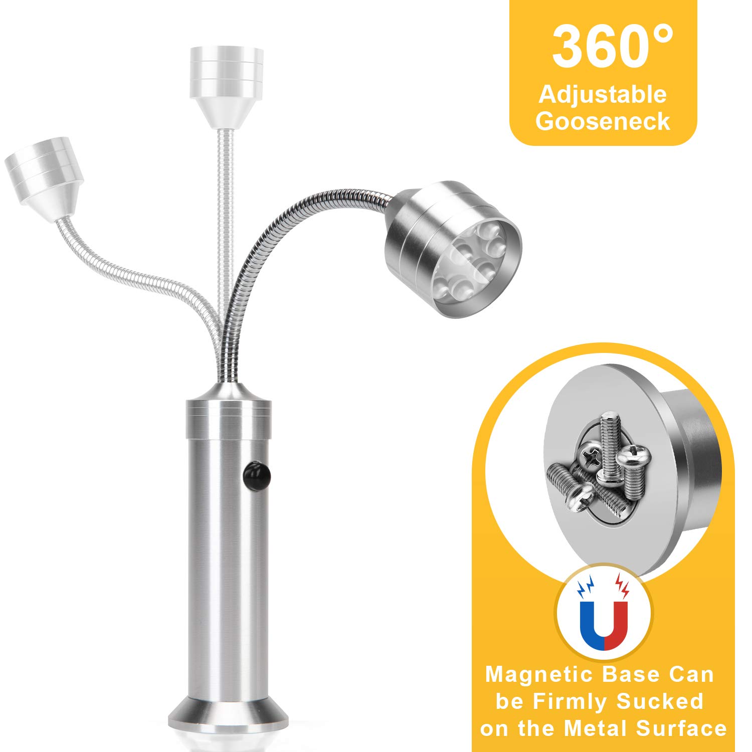 Super Bright LED BBQ Grill Light with Magnetic Base - 360° Adjustable Gooseneck, Weatherproof Outdoor Cooking Light for Barbecue, Camping & Backyard Parties (Batteries Included, Pack of 2)