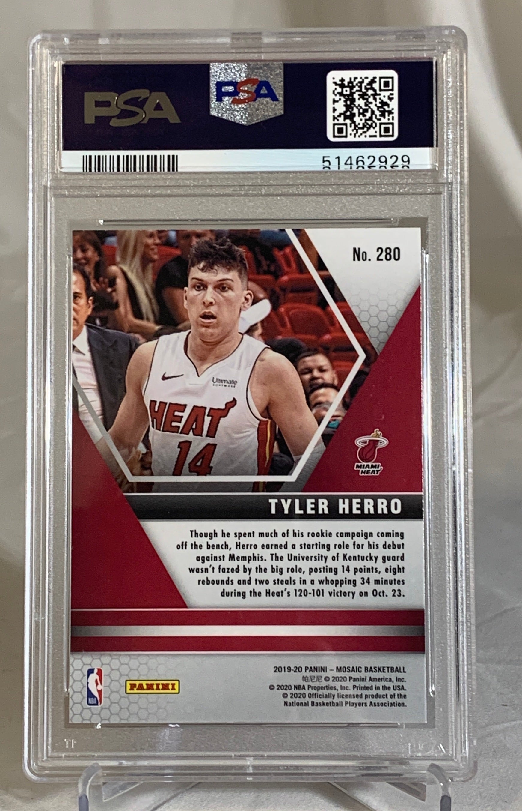 Tyler Herro 2019-20 Panini Mosaic #280 NBA Rookie Card - PSA 9 Mint Condition - Miami Heat Debut - Perfect for Basketball Collectors & NBA Memorabilia Fans - Great for Display, Investment, or Gifting